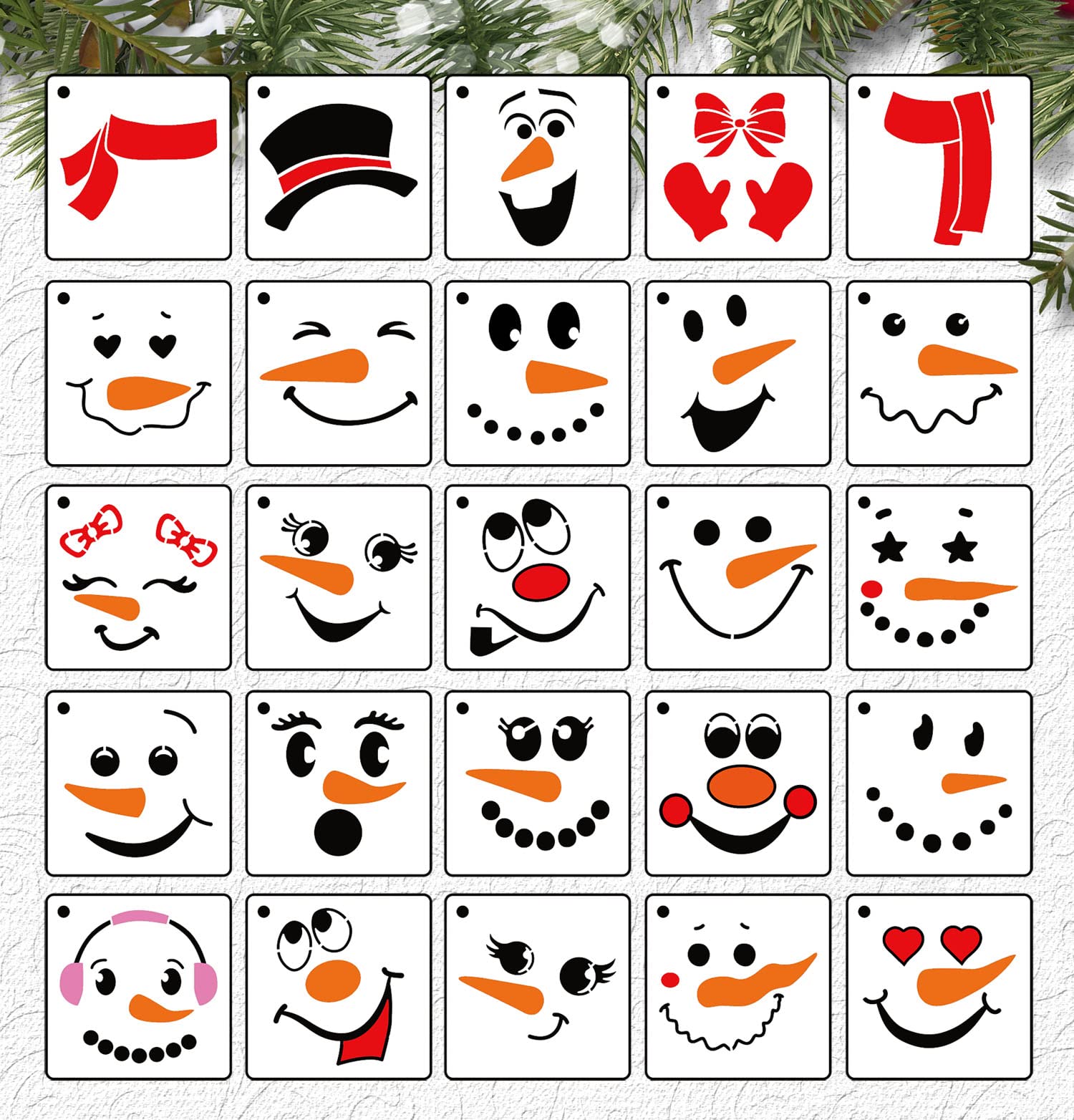 Christmas Snowman Face Stencils For Painting,3