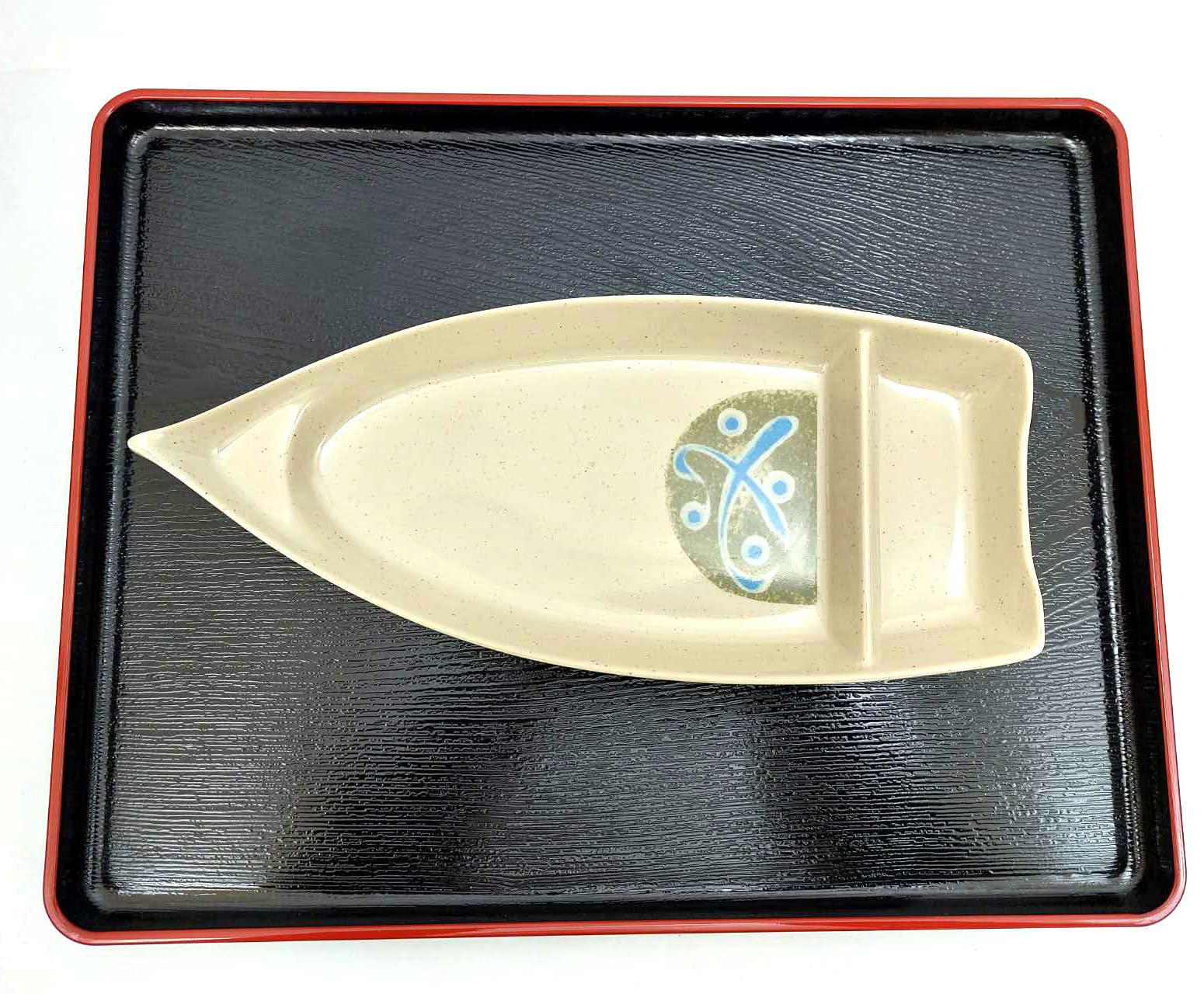 Japanbargain 2347, Sushi Boat Shape Sushi Plate Sashimi Serving Plate Plastic Tray 10 X 4.5 Inch, Green