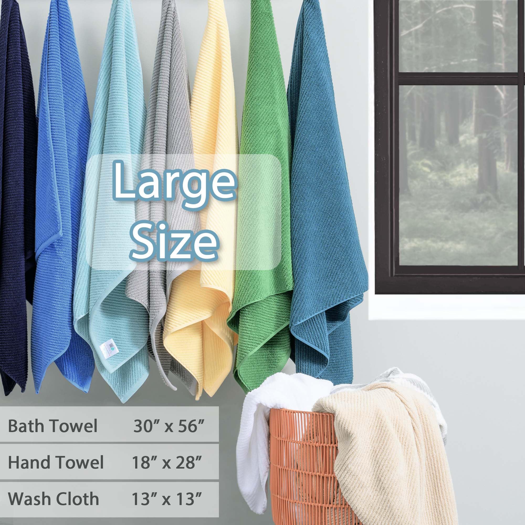 Towels Bathroom Set - 100% Cotton | Quick Dry | Soft | Thick, Towel Set Of 6, 2 Large Bath Towels 30''X56'', 2 Hand Towels 18''X