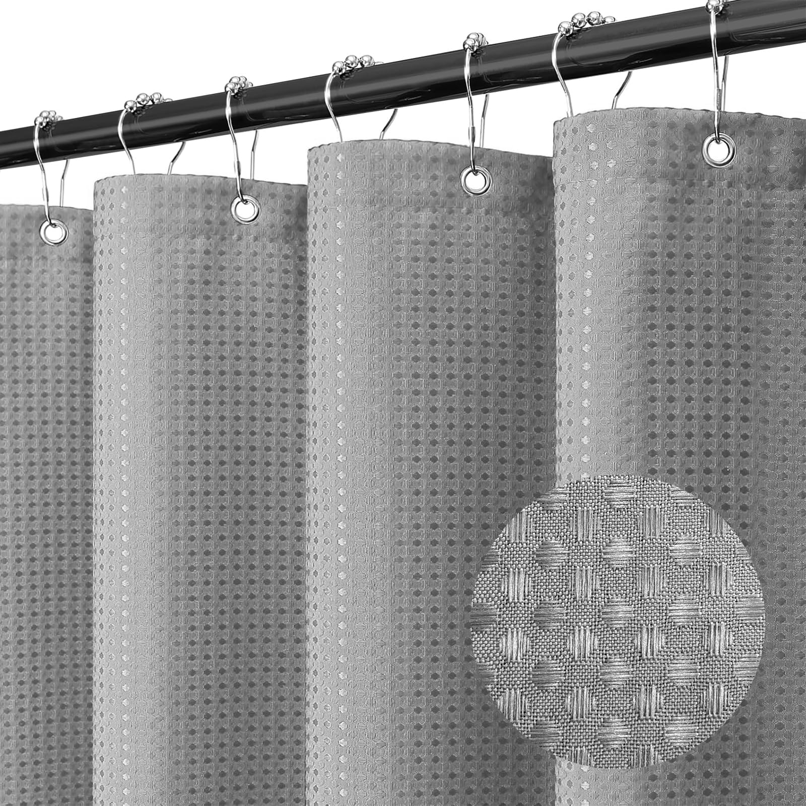Final Friday Gray Shower Curtain Fabric, Waffle Shower Curtains For Bathroom, Hotel Luxury Cloth Bath Curtain Boho Bathroom Deco
