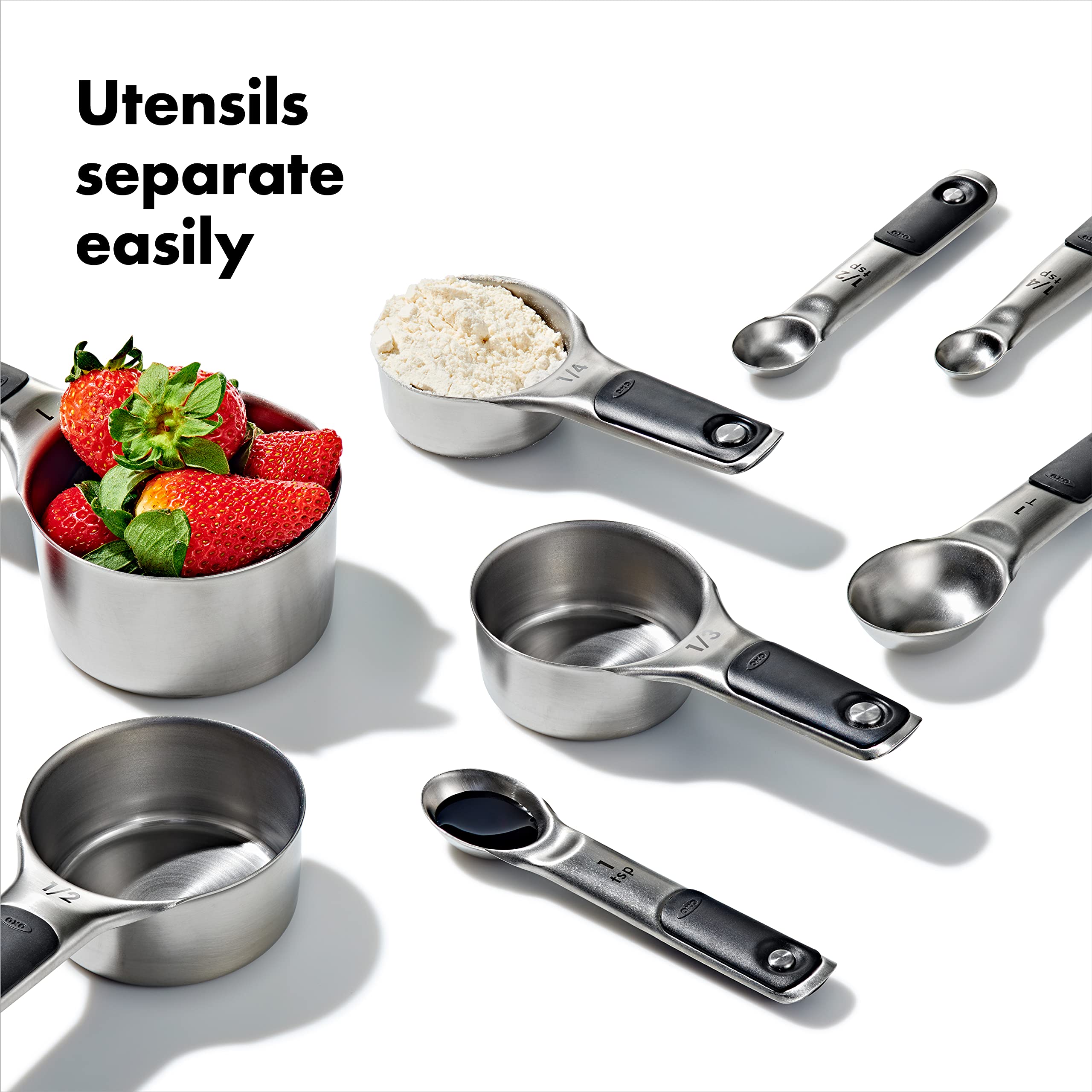 Oxo Good Grips Stainless Steel Measuring Cups And Spoons Set, 2.9, 8 Piece