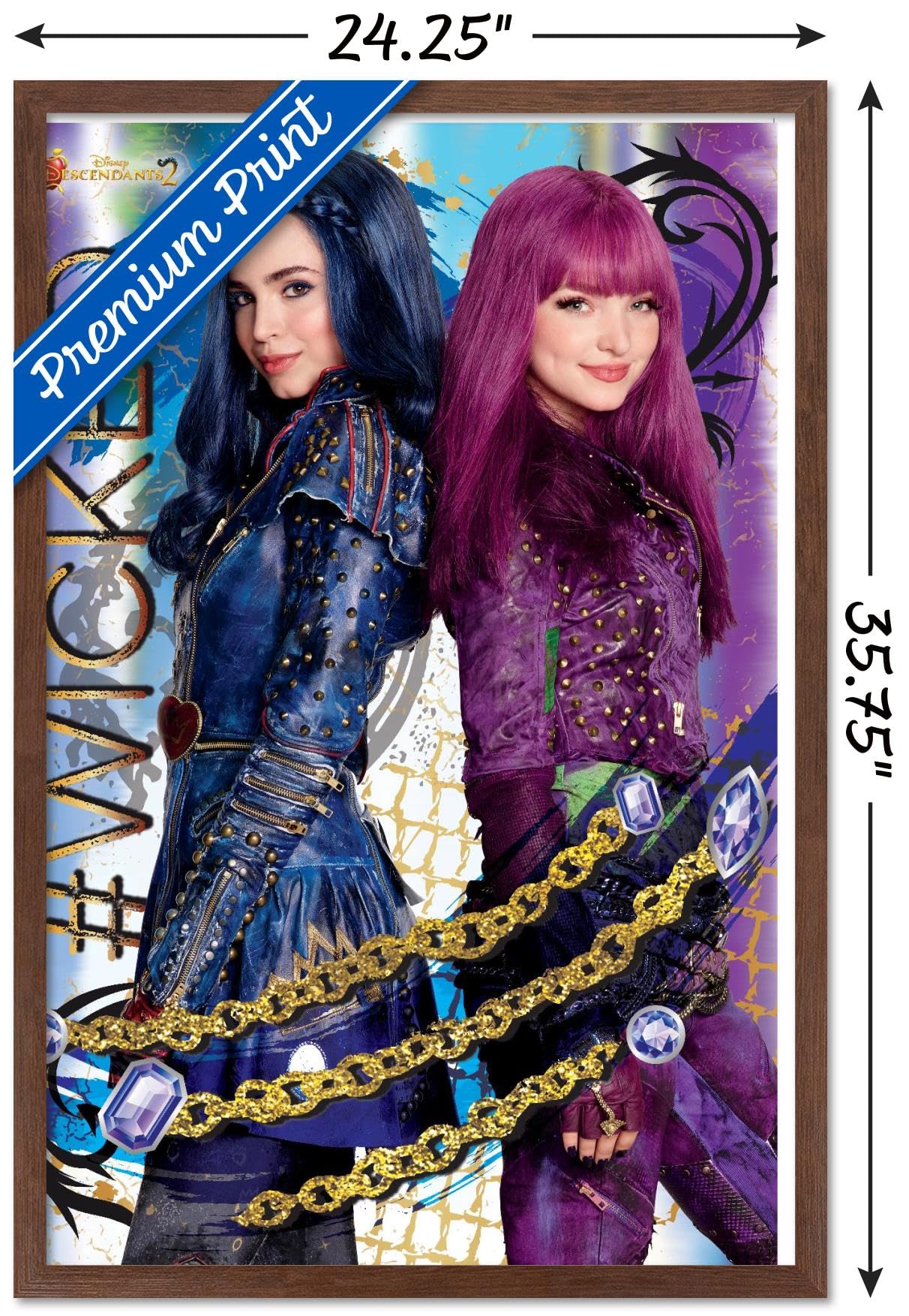 Trends International Disney Descendants 2 - Wicked Wall Poster, 22.375'' X 34'', Mahogany Framed Version