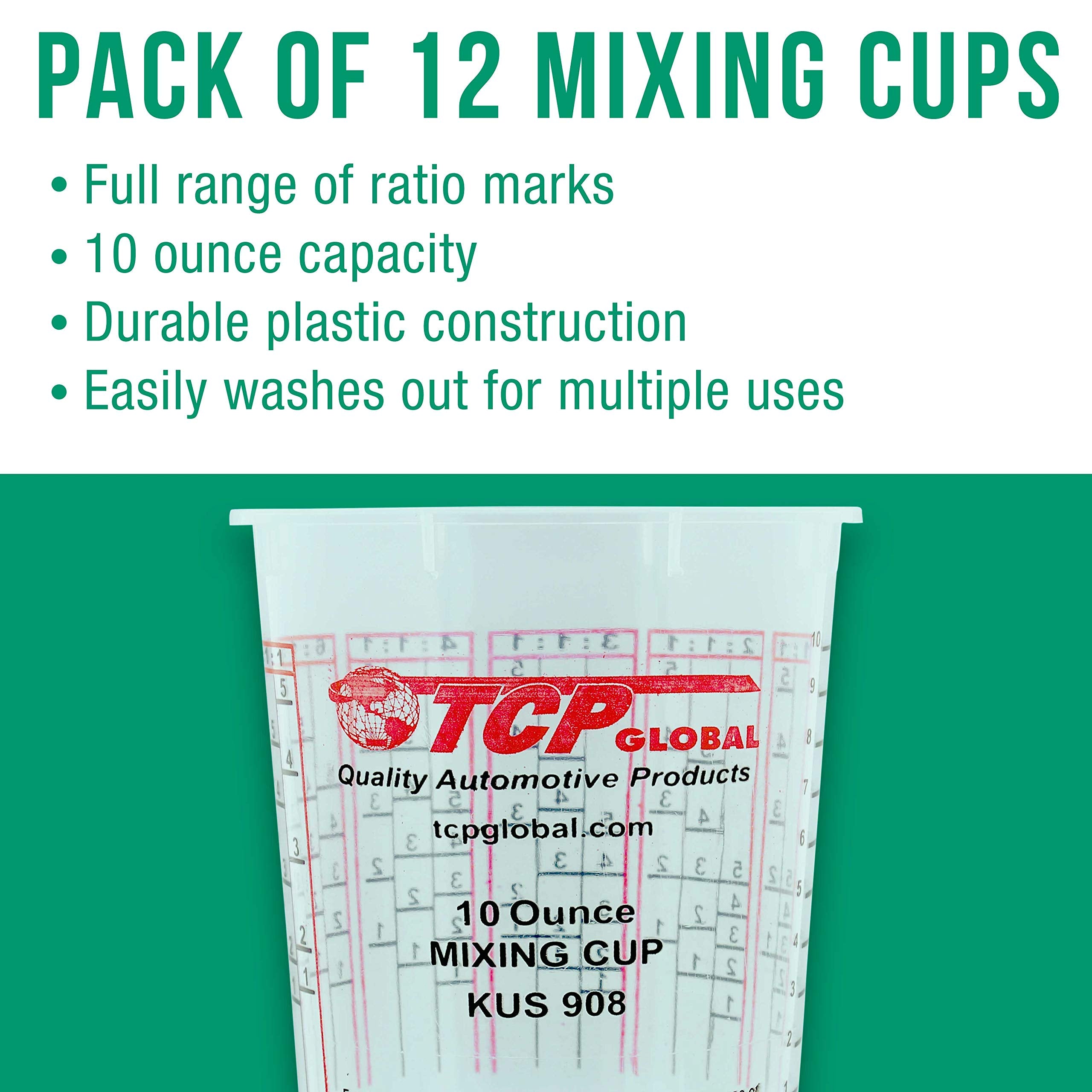 Custom Shop Box Of 12 Each - 10 Ounce Paint Mixing Cups Cups Have Calibrated Mixing Ratios On Side Of Cup Box Of 12 Cups