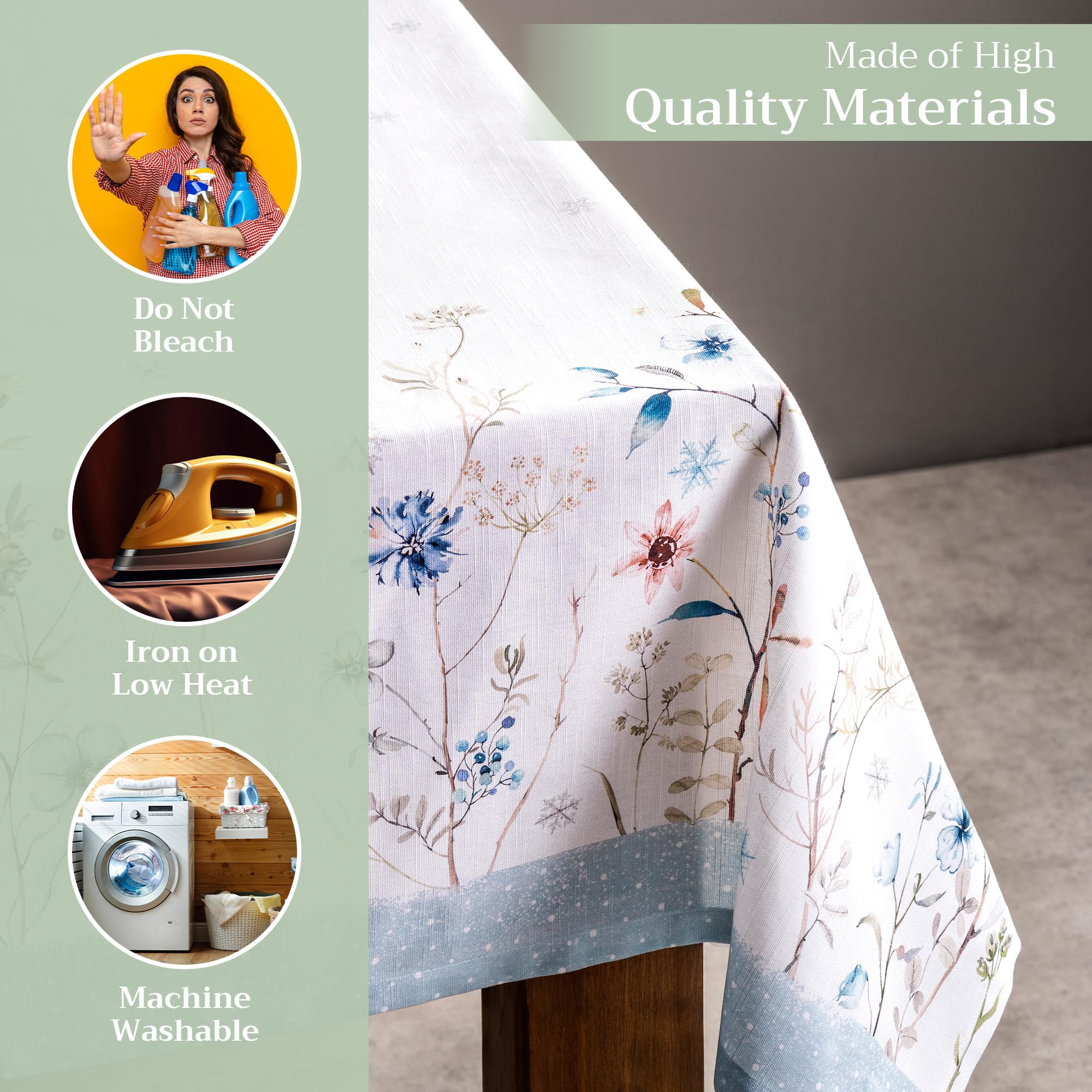 Maison D' Hermine Tablecloth 100% Cotton 60''X90'' Washable Rectangle Table Cover Decorative Tablecloths, Dining, Buffet Parties