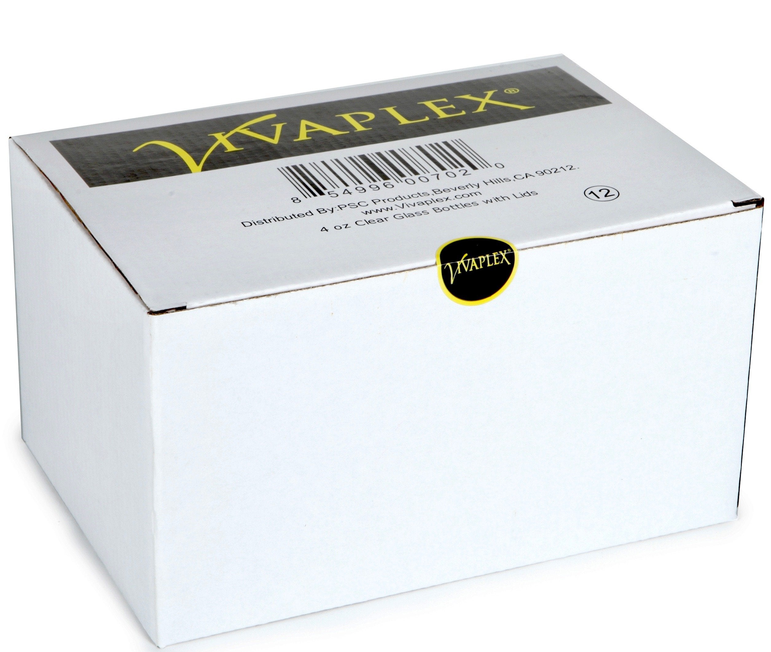 Vivaplex  12  Clear  4 oz Glass Bottles  with Lids