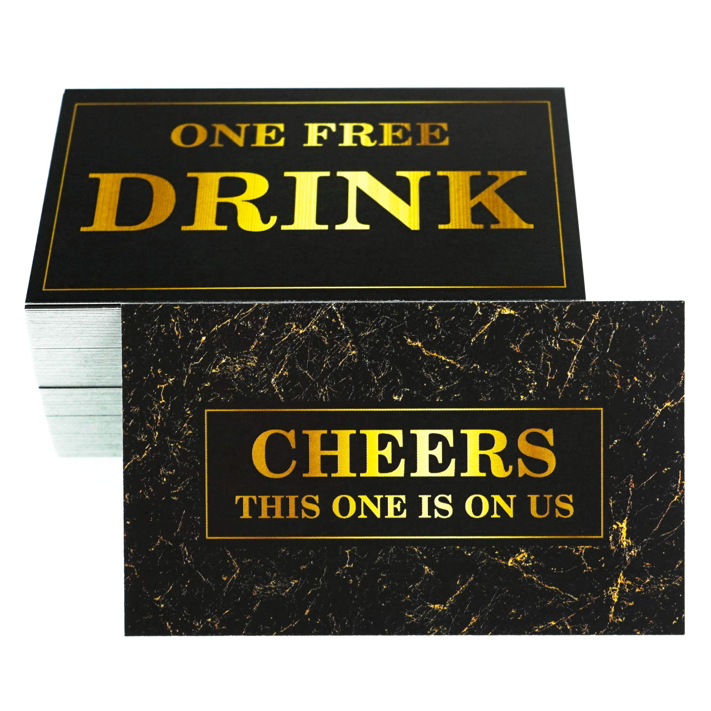 Rxbc2011 100 Free Drink Tickets For Party Marble Card For Free Drink Coupons Wedding Halloween Work Event Bar Black Gold