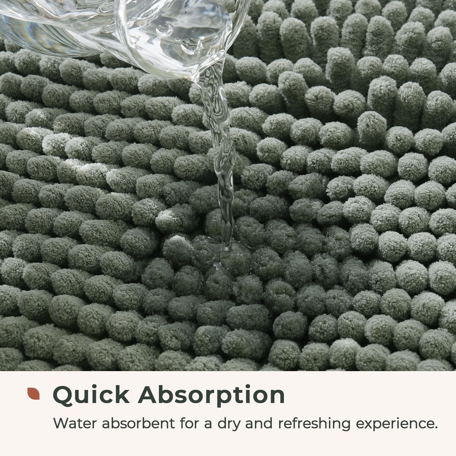 Freshmint Chenille Bathroom Rugs Mat 24''X17'', Non-Slip Bath Mat For Bathroom Floor & Bathtub, Washable Soft Shower Shag Bath R
