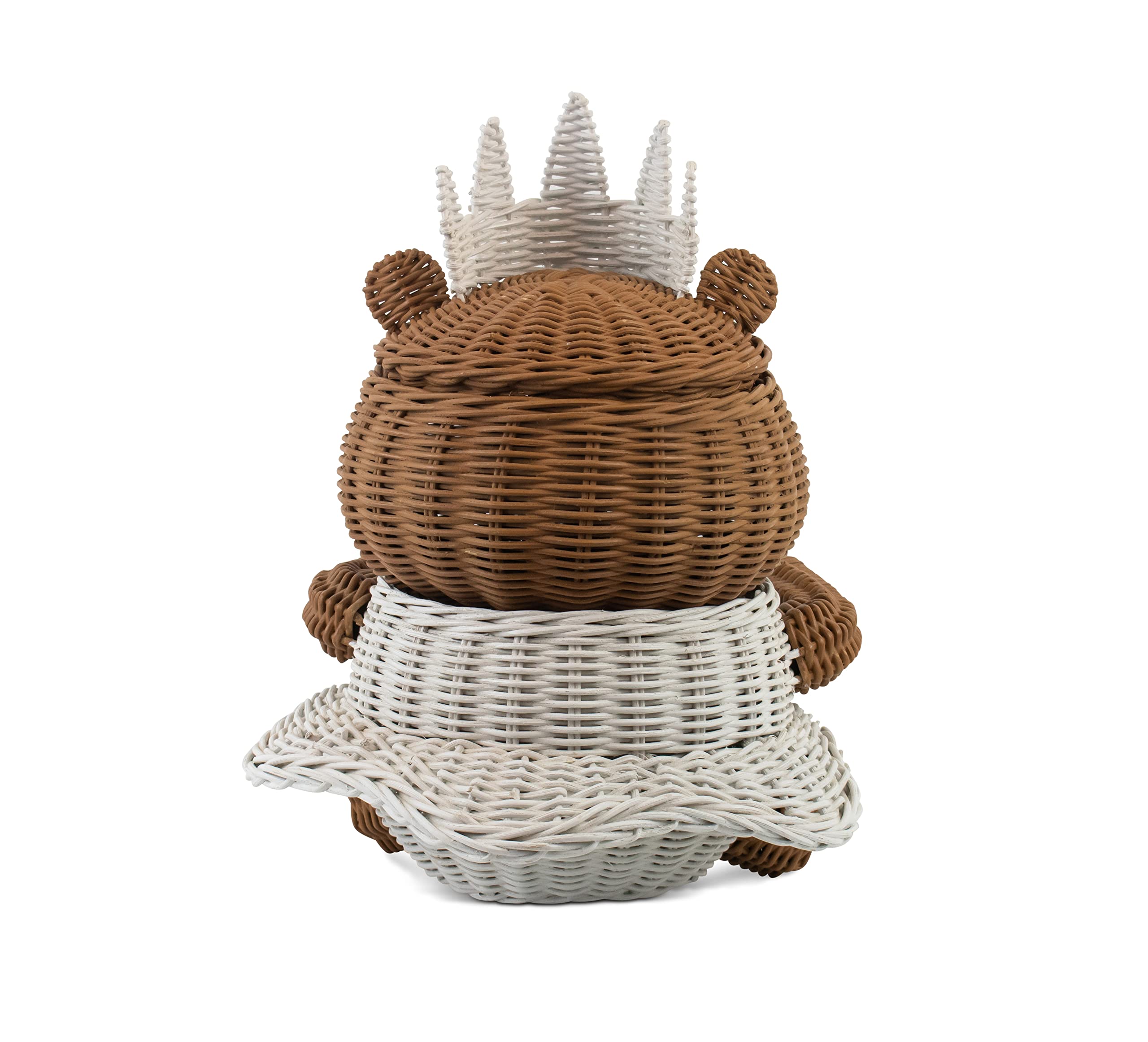 G6 Collection Bear Rattan Storage Basket With Lid Decorative Bin Home Decor Hand Woven Shelf Organizer Cute Handmade Handcrafted