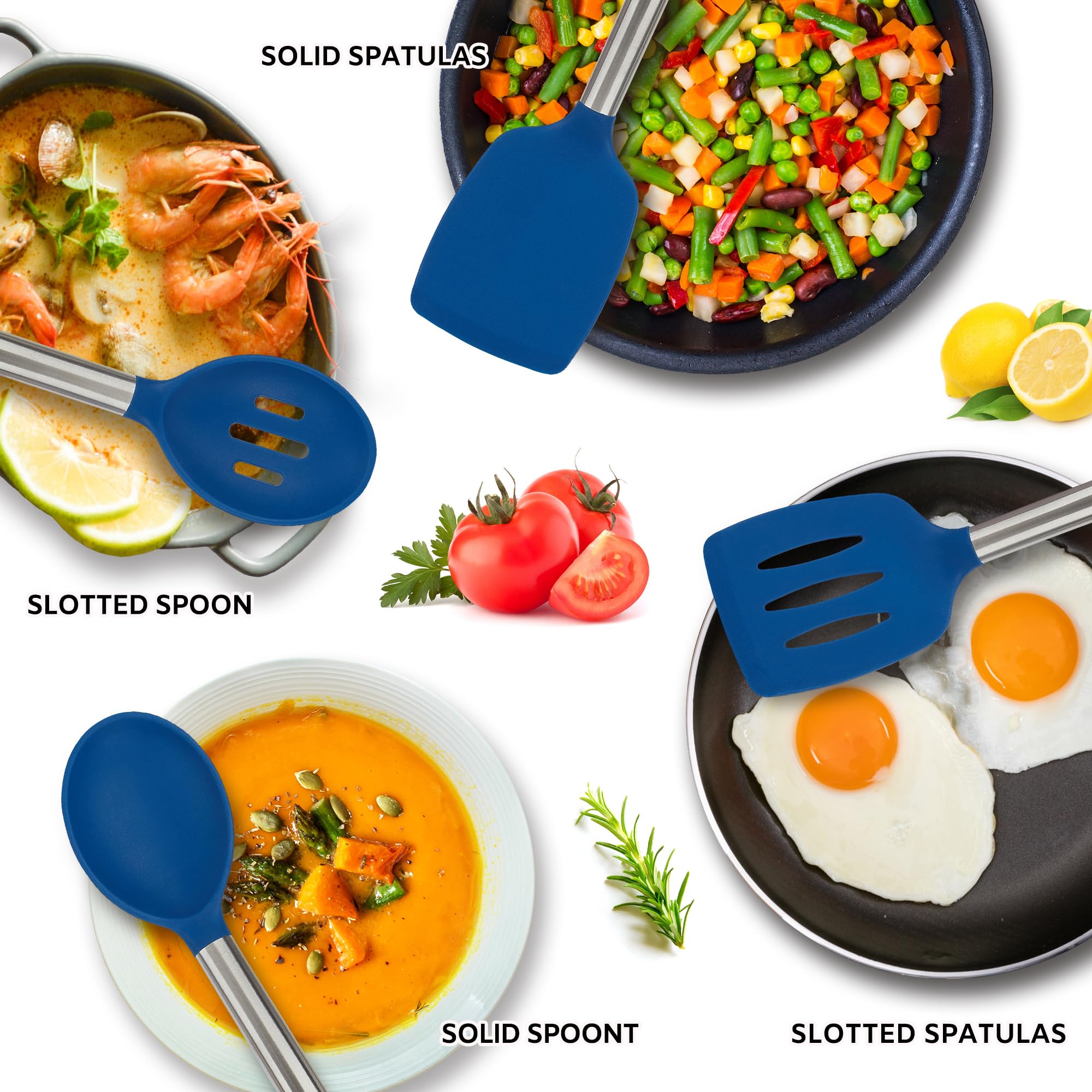 Yasuebi Kitchen Utensils Set Of 4 Pack,Silicone Cooking Utensils Set For Nonstick Cookware,Perfect For Baking And Mixing,Spatula