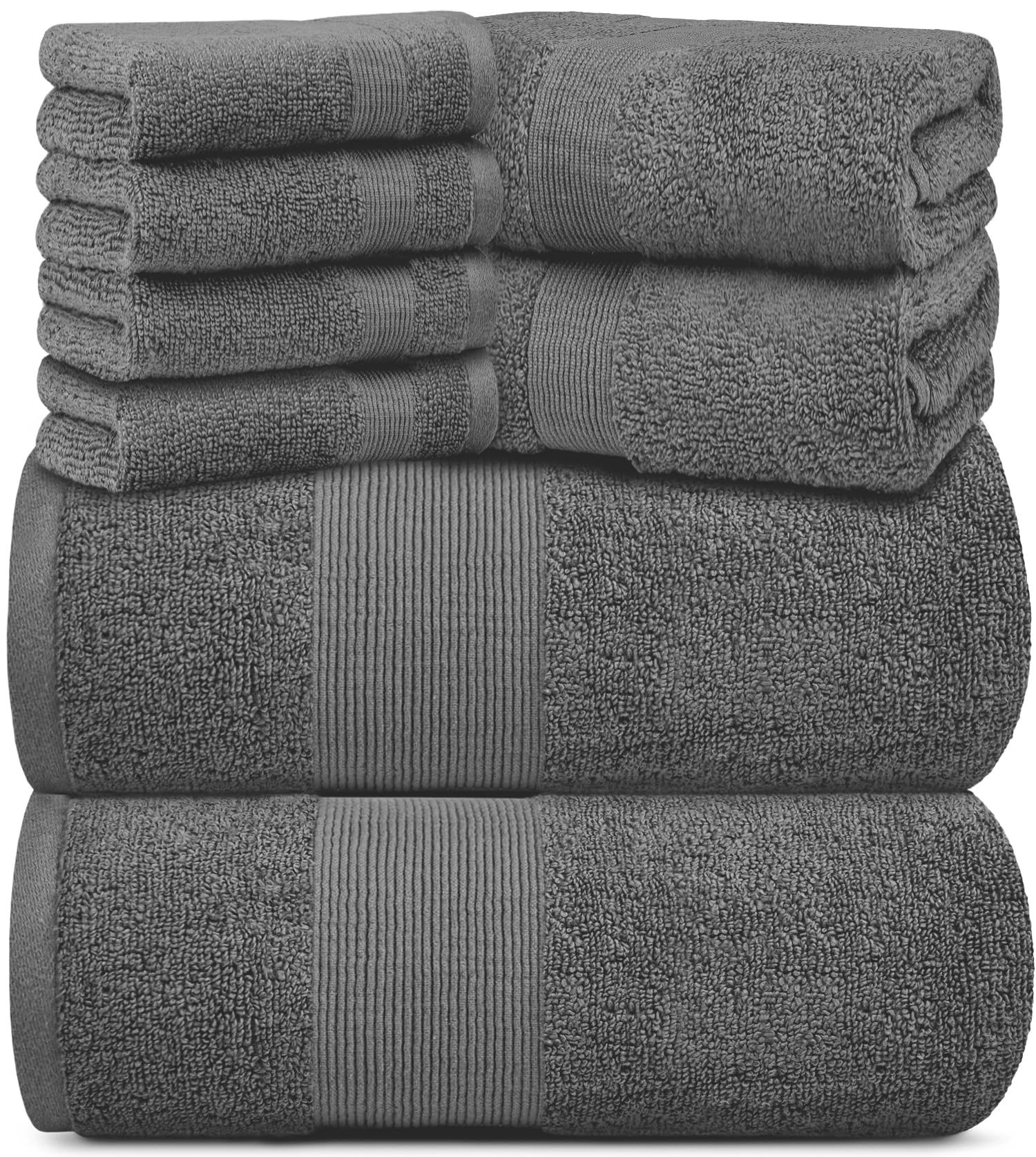 White Classic Resort Collection Soft Bath Towel Set | Luxury Hotel Plush & Absorbent Cotton | 2 Bath Towels, 2 Hand Towels And 4