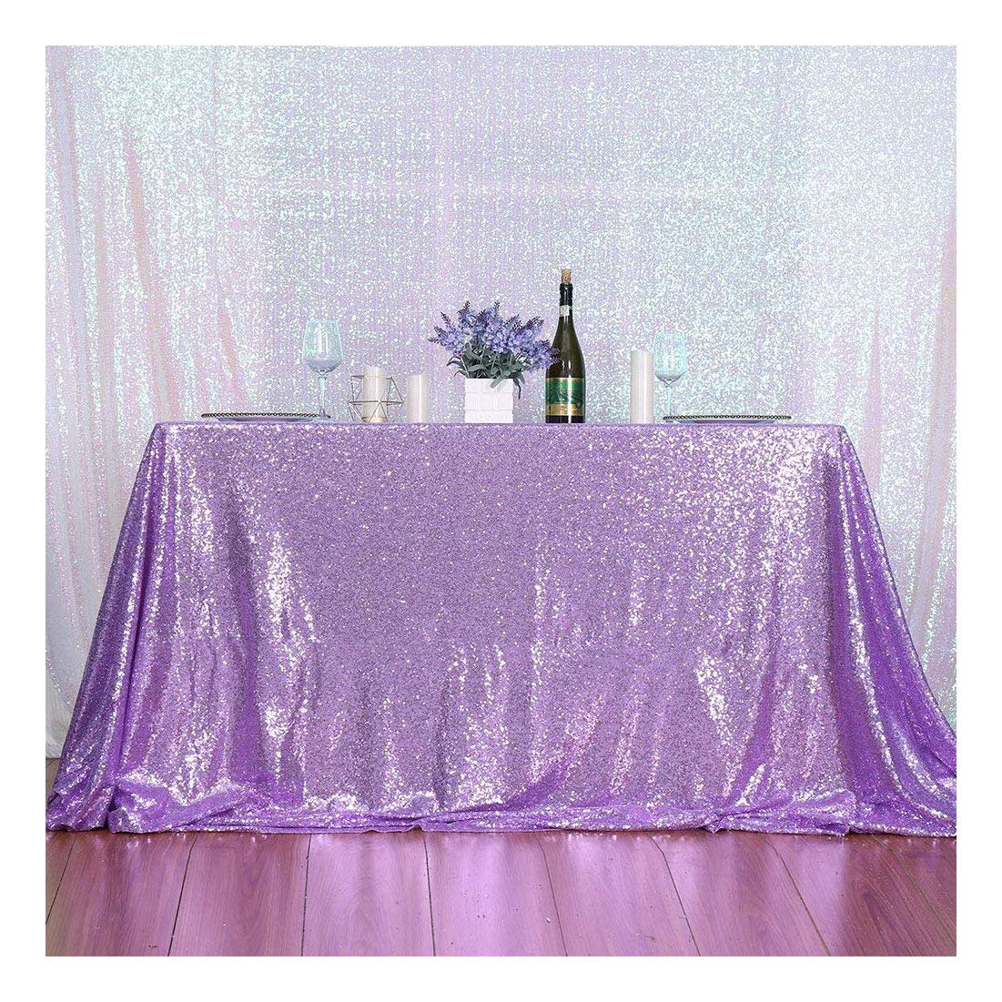Poise3Ehome 50A72 Rectangle Lavender Sequin Tablecloth For Party Cake Dessert Table Exhibition Events, Lavender