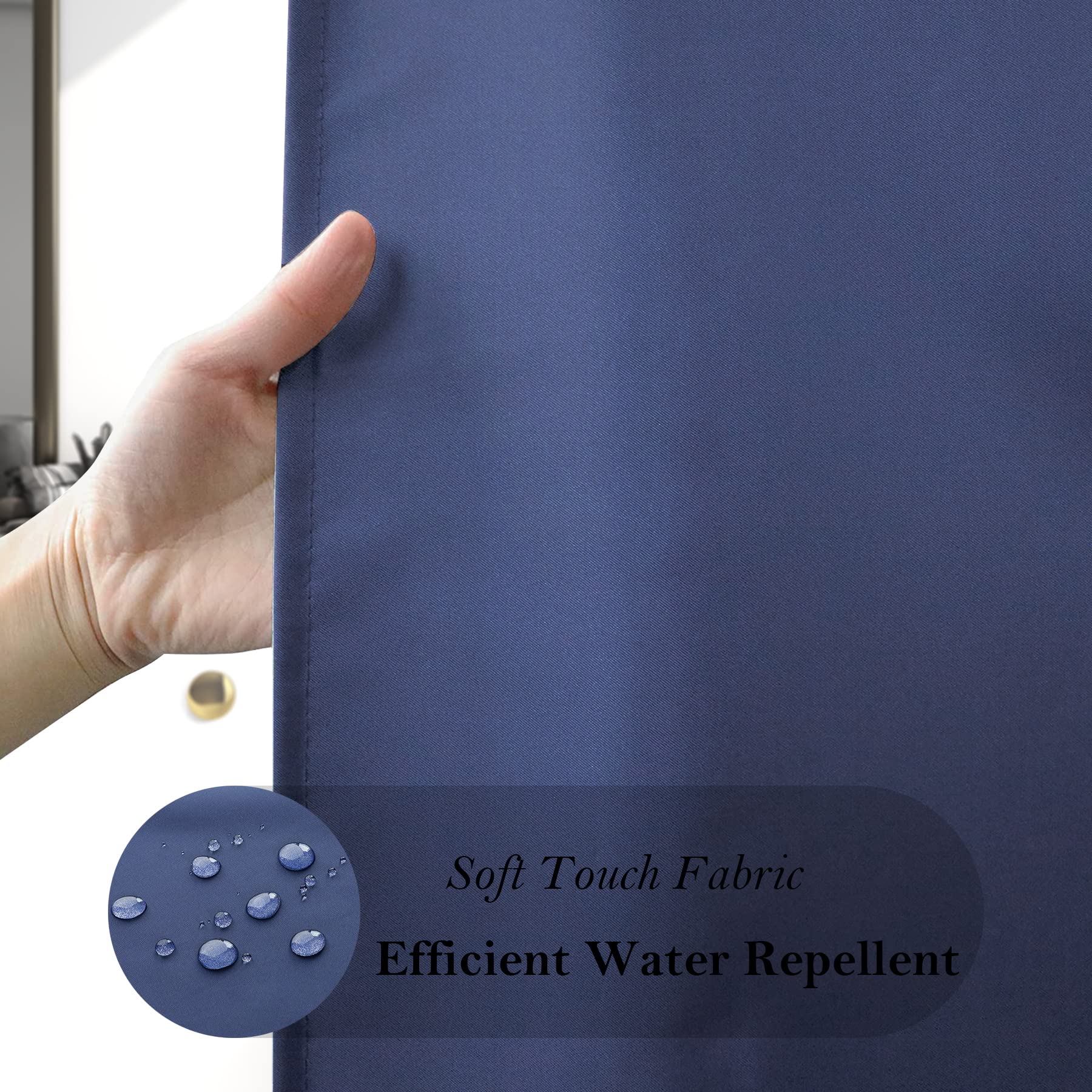 Aoohome Small Shower Curtain Liner, Polyester Soft Solid Color Shower Curtain With Hooks For Hotel, Weighted Hem, Water Repellen