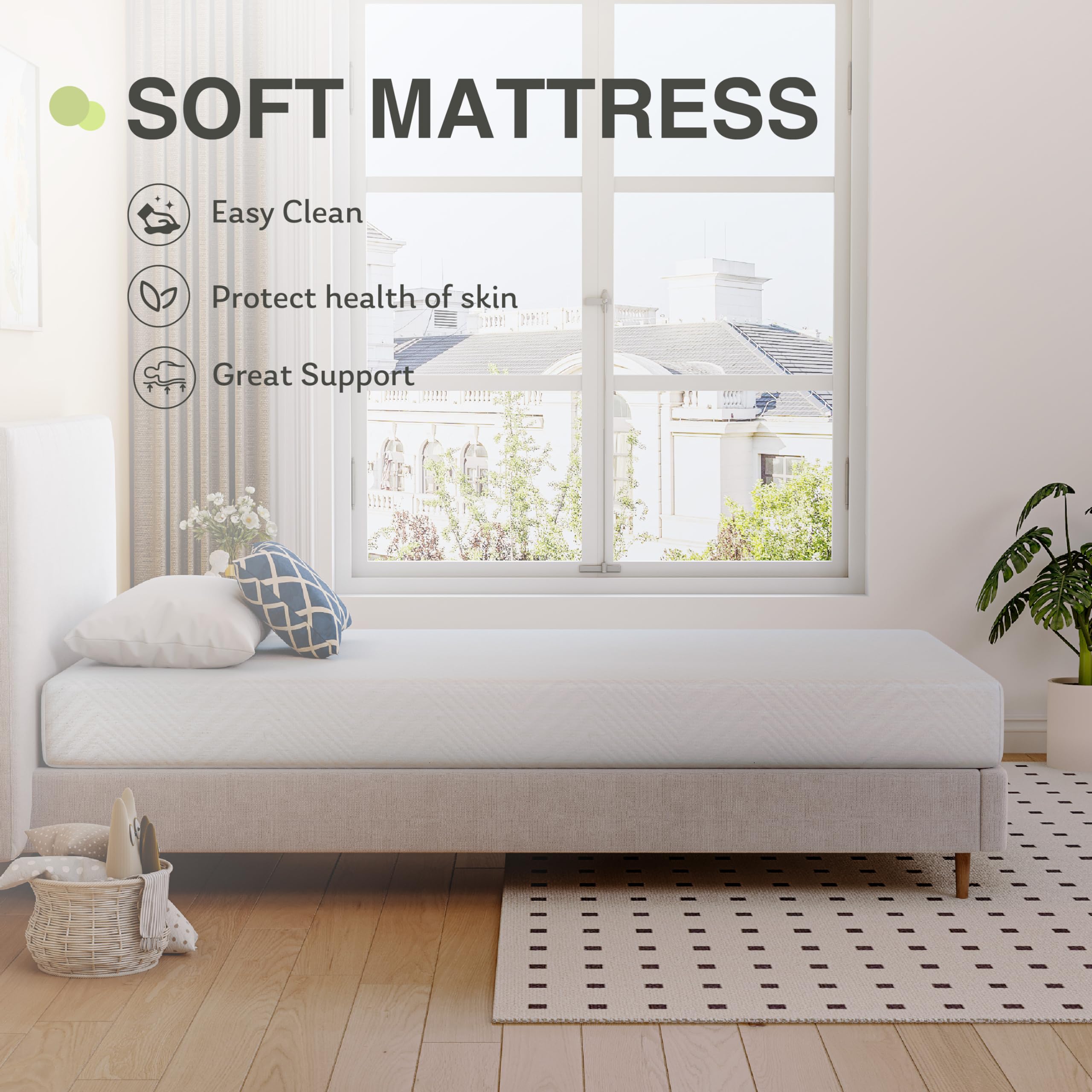 Twin Mattress In A Box, 6 Inch Mattresses For Kids Bed Single Size Daybed Individual Bunk, Memory Foam Medium Firm