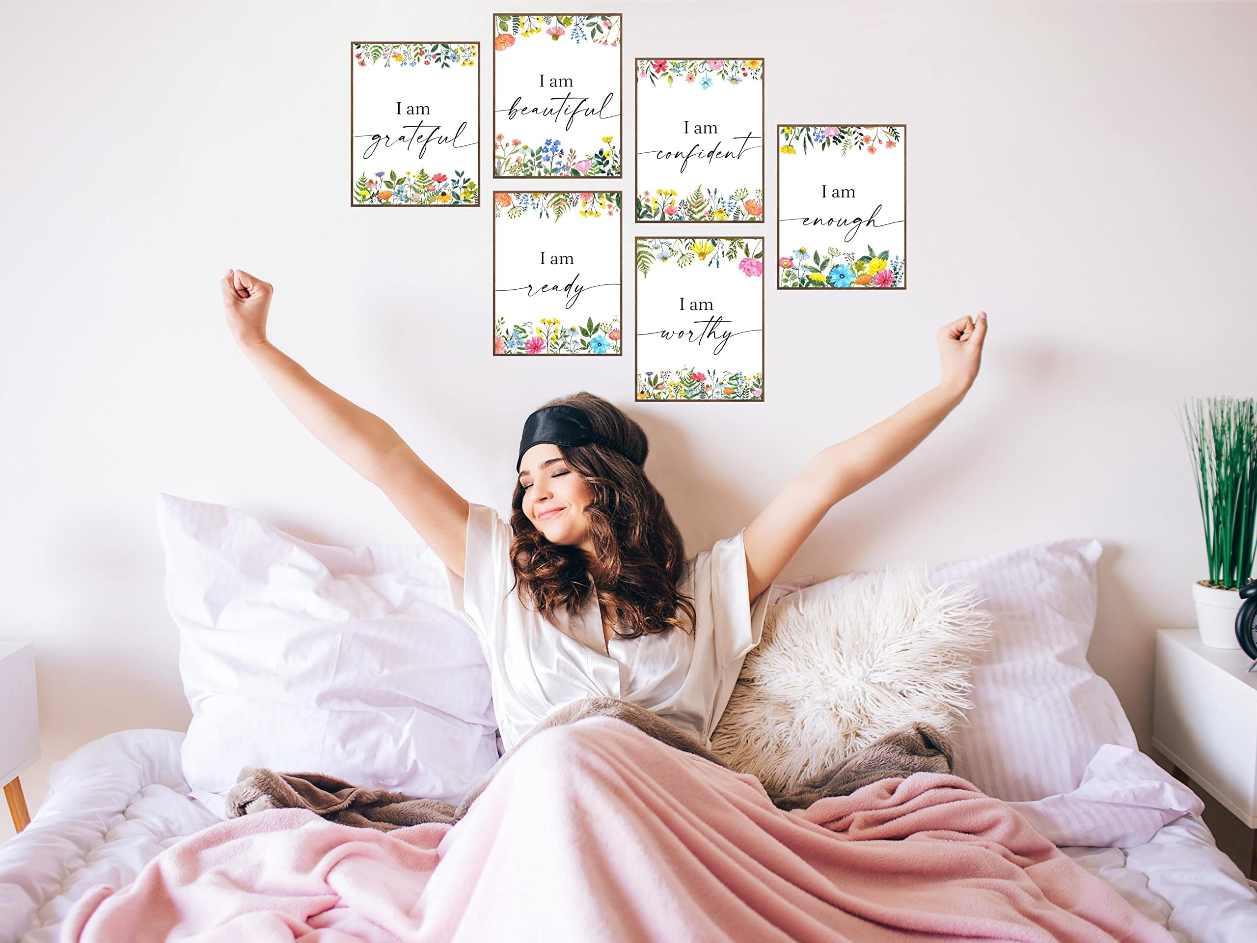 Juju'S Vibes Positive Affirmations Wall Art, Set Of 6 8X10 Posters, Inspirational Poster Prints For Women, Teen Girls, Room, Bed