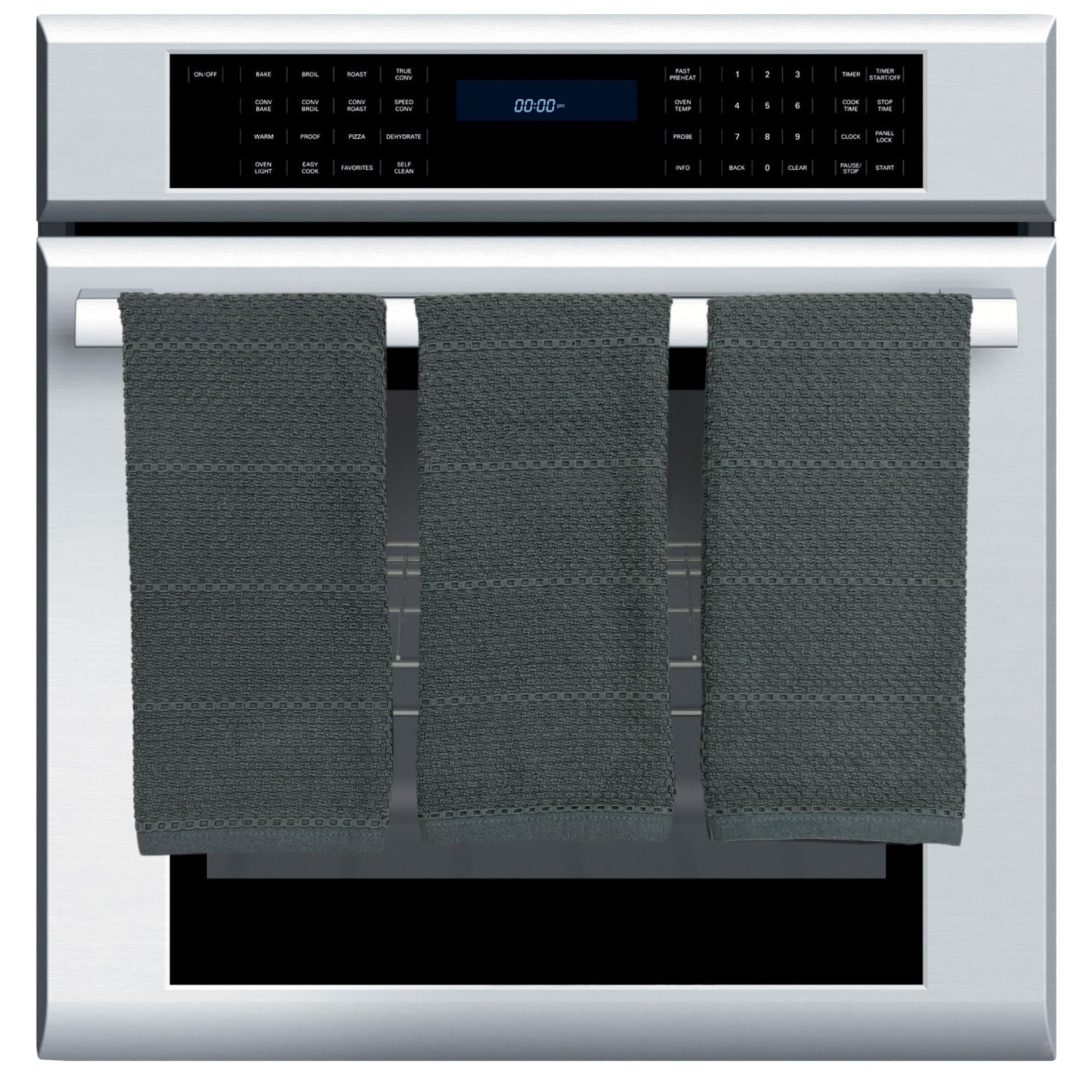 Dark Grey Gray Kitchen Hand Dish Towels: Oversized 28'' X 18'',100% Cotton Cloth Soft Cleaning Drying Absorbent Textured Design,