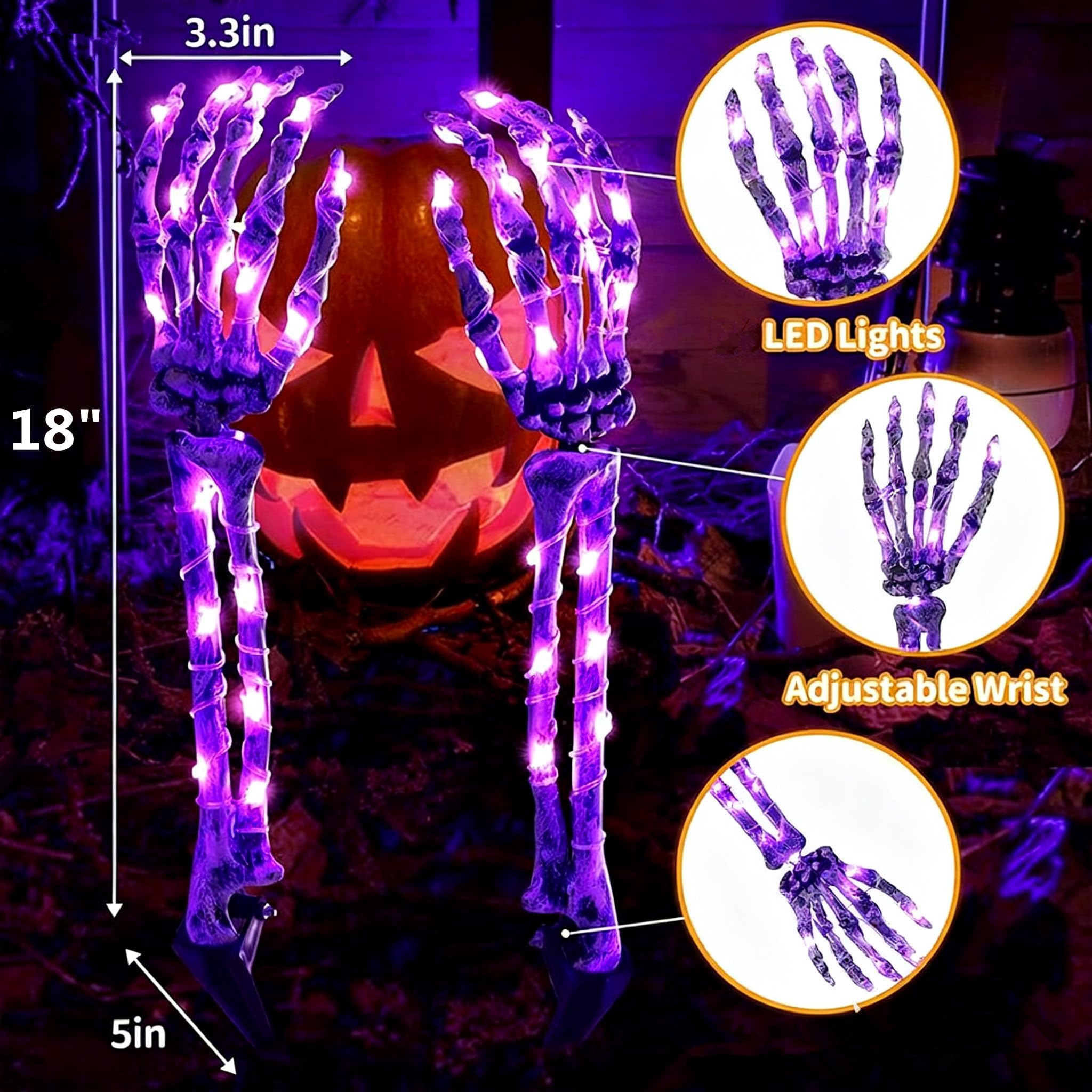 Halloween Decoration Outdoor Skeleton Light Arm Stake Decor Halloween Decorations Indoor Glowing Skeleton Hands Arms Scary Reali