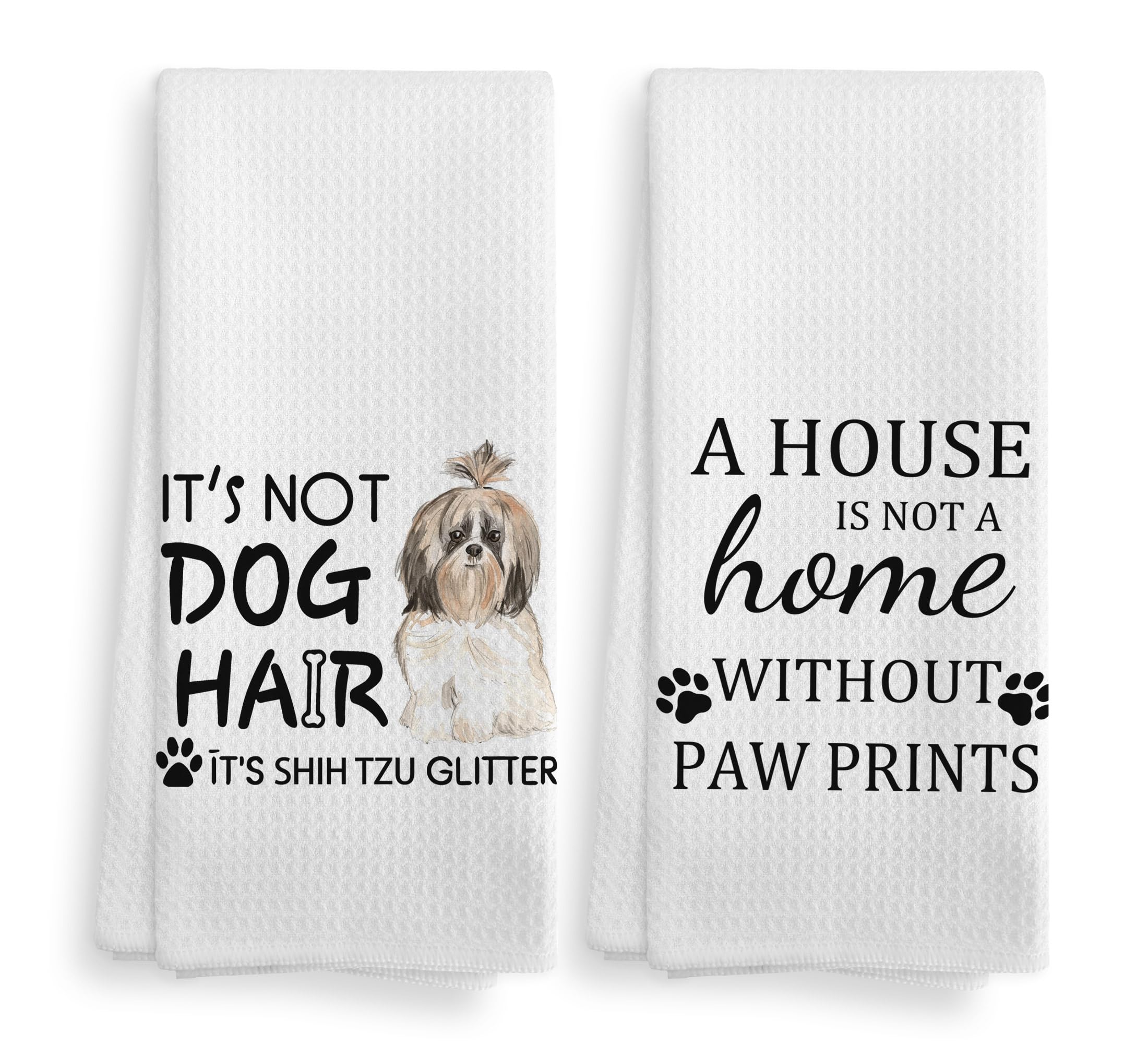 NOQL Shih Tzu Dog Towel, Dog Kitchen Towels, Shih Tzu Dog Kitchen Towels and Dishcloths Set of 2, Shih Tzu Dog Decor, Shih Tzu G