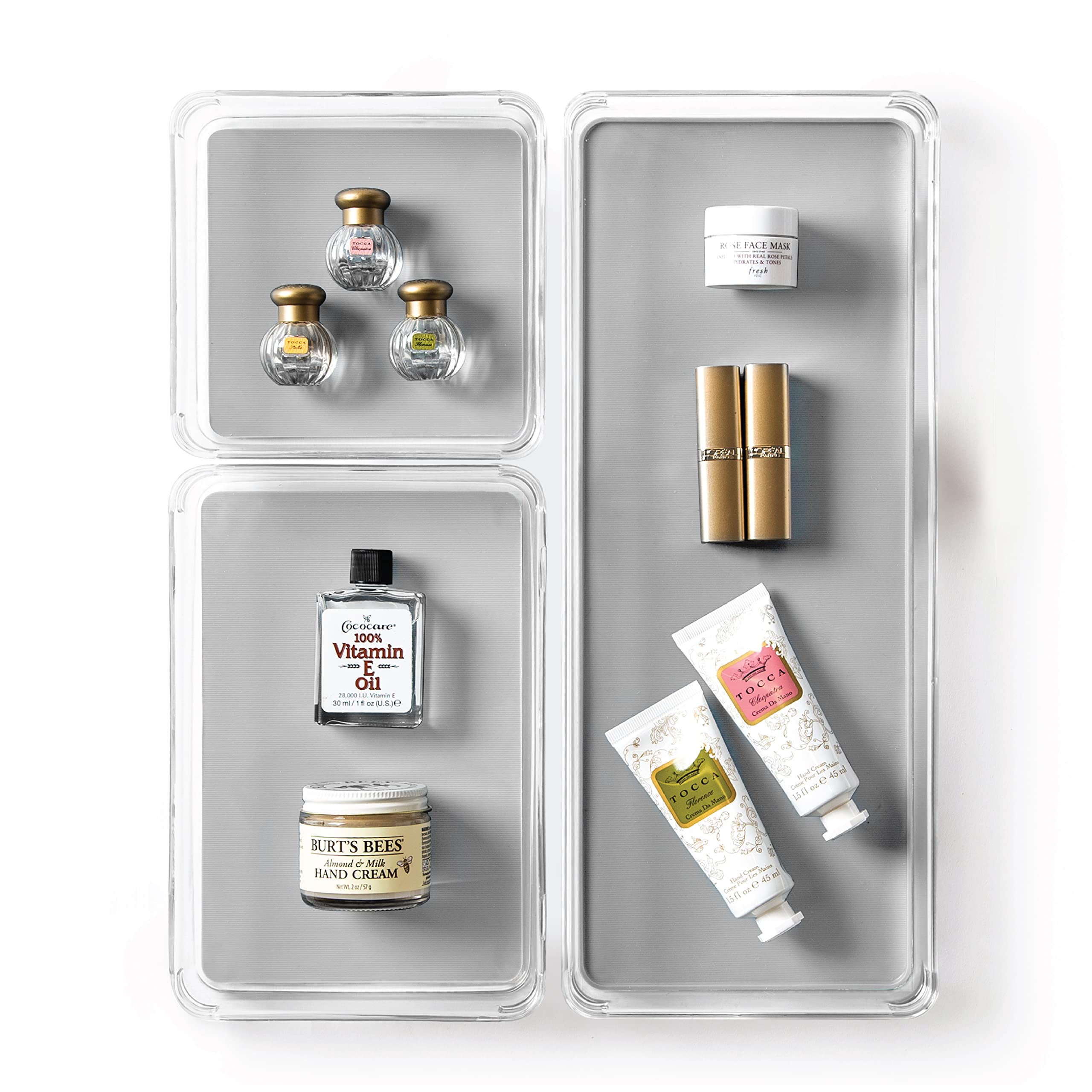 BINO | 3-Piece Drawer Organizer Bin Set - Grey, Large | THE MODULAR+ | Multi-Purpose Storage | Soft-Grip Lining and Non-Slip Rub