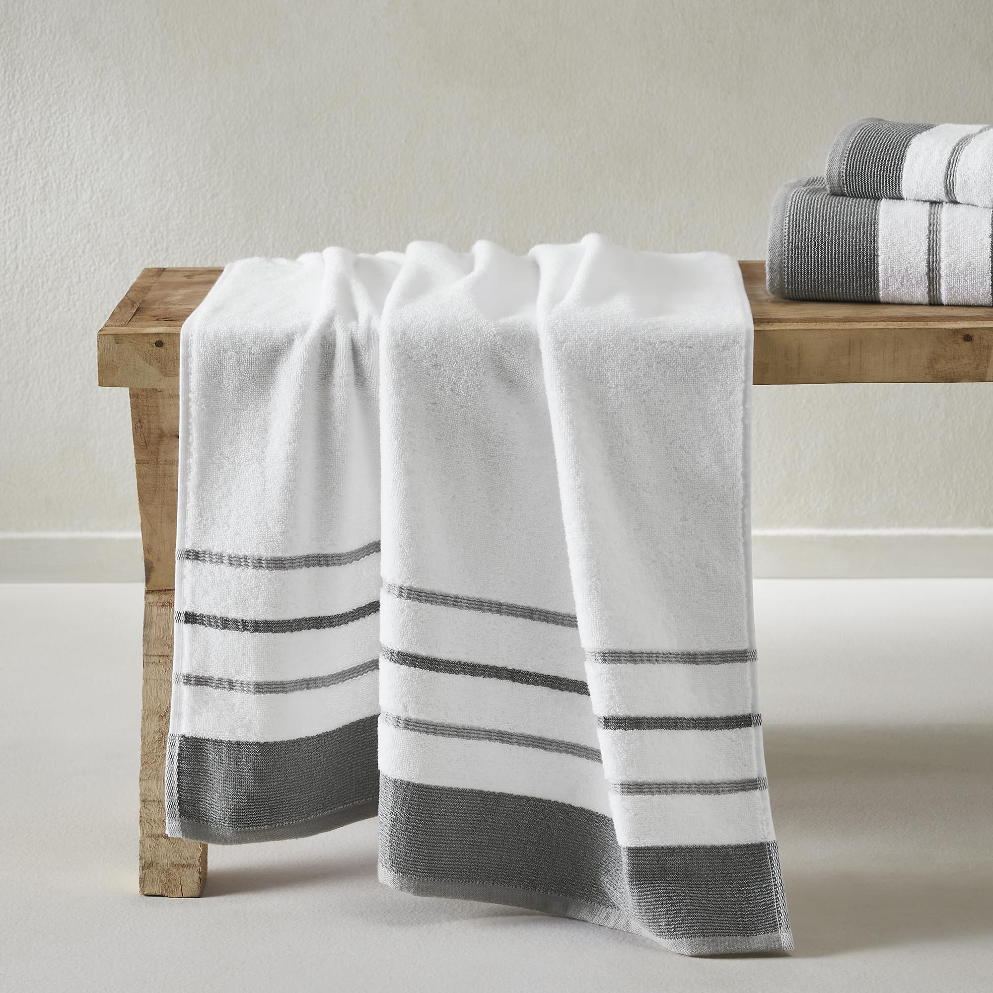 Great Bay Home, Towel, Cotton Towel, 500 Gsm Includes Bath Towels, Hand Towels And Washcloths, Noelle Collection, Dark Greylight
