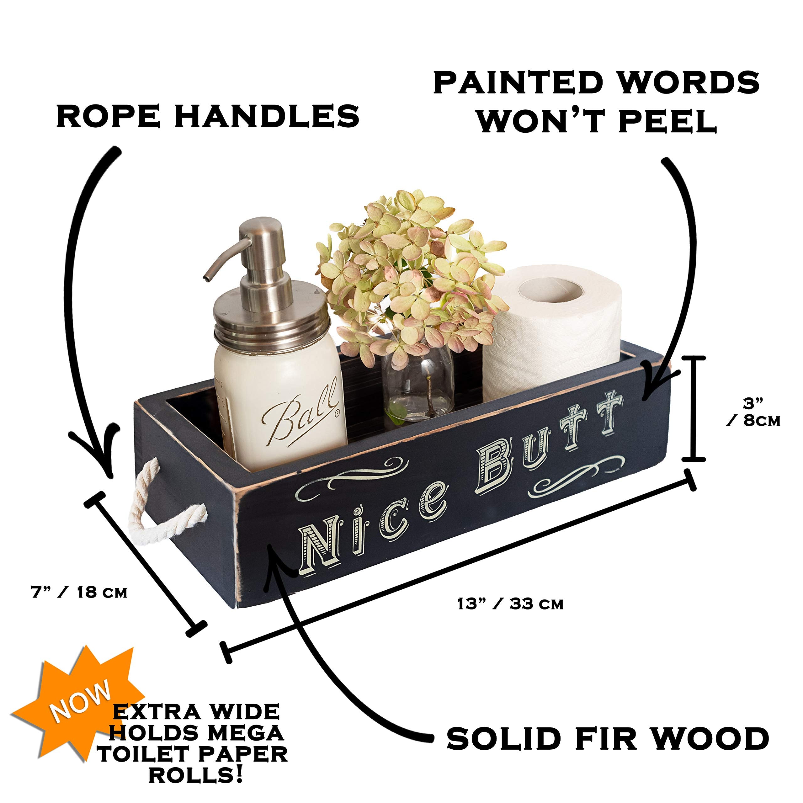 Nice Butt Bathroom Decor Box, One Box With Print On 2 Sides Farmhouse Nice Butt Toilet Paper Holder, Back Of Toilet Decor Funny