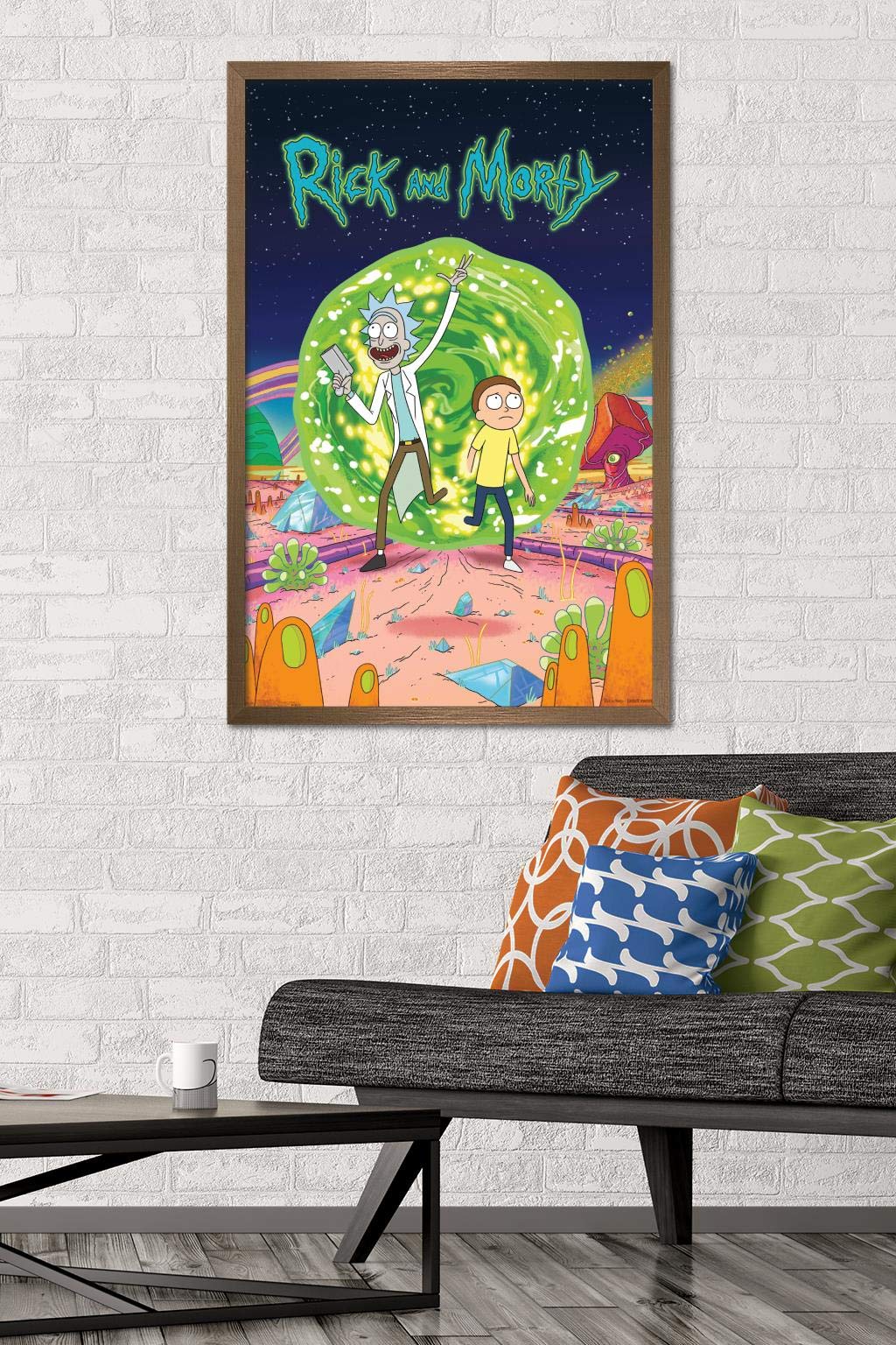 Trends International Rick And Morty - Cover Wall Poster, 22.375'' X 34'', Bronze Framed Version