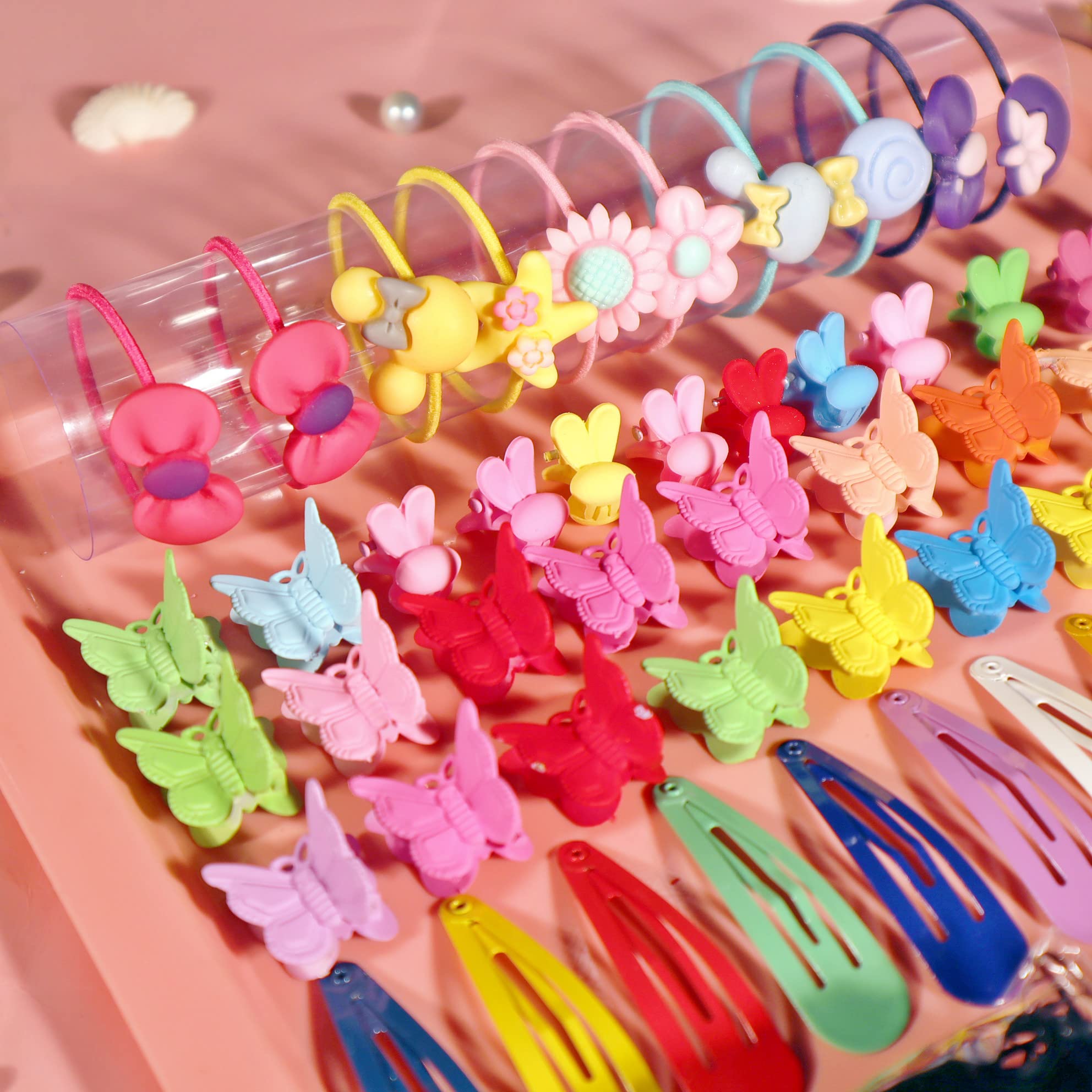Yanrong Hair Accessories Set For Girls,Candy Colors Nylon Hair Ties,Elastic Ponytail Holders Rubber Band For Baby Kid,Cartoon Ha