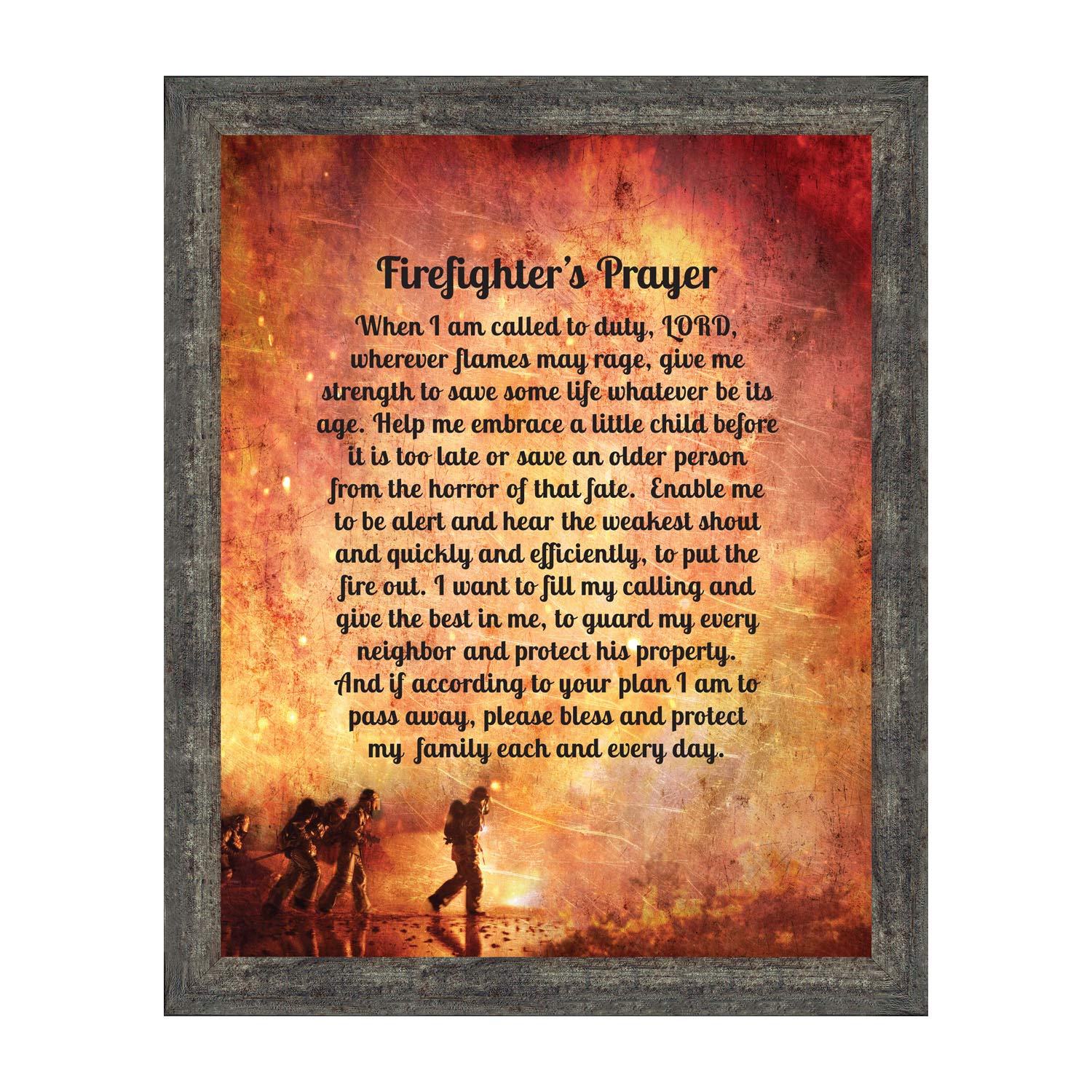 Crossroads Home D  Cor Firemans Prayer Picture Frame, Firefighter Decor, Firefighter Graduation Present, 2104Bw
