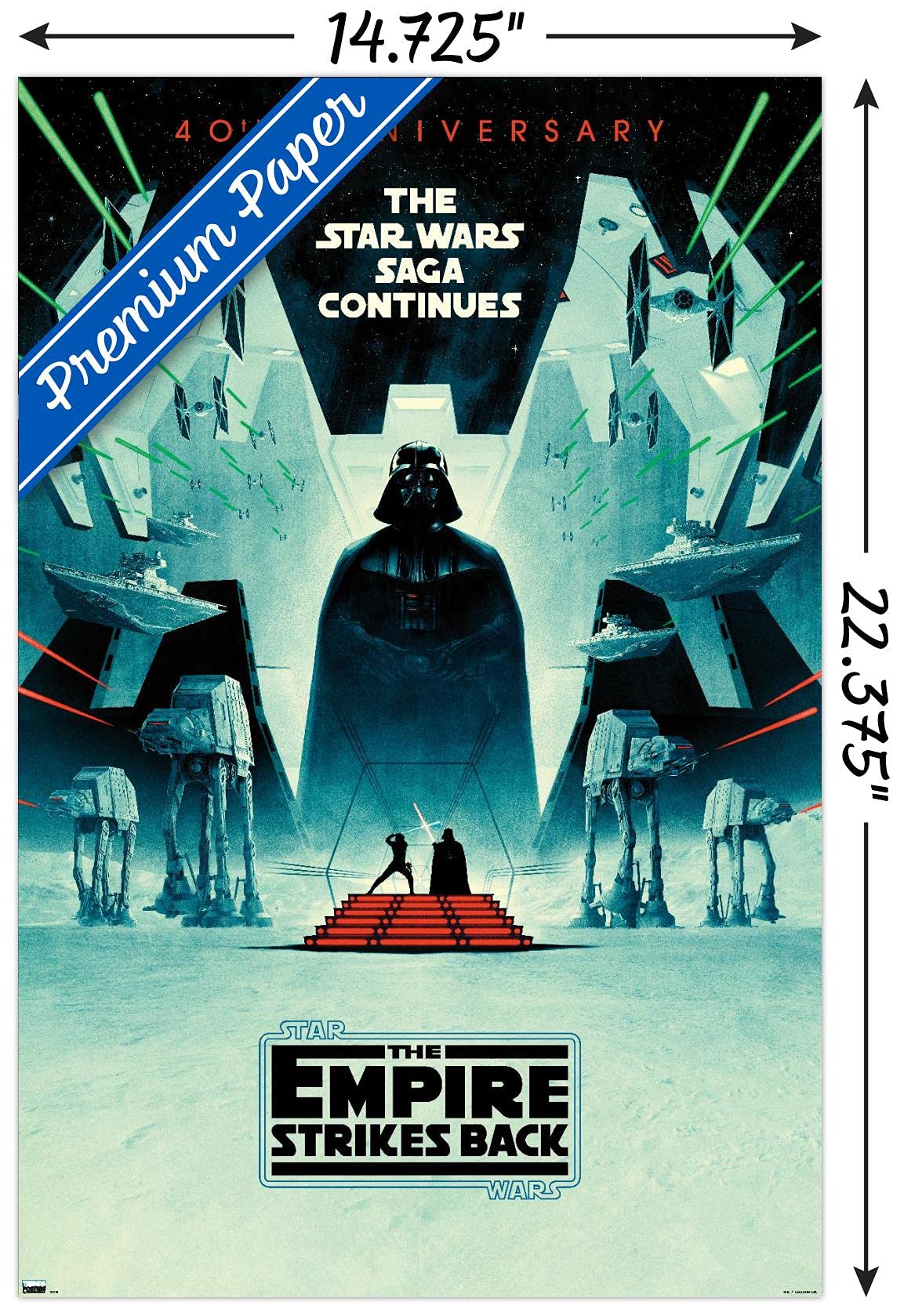 Trends International Star Wars: The Empire Strikes Back - 40Th Anniversary Wall Poster, 14.725'' X 22.375'', Premium Unframed Ve