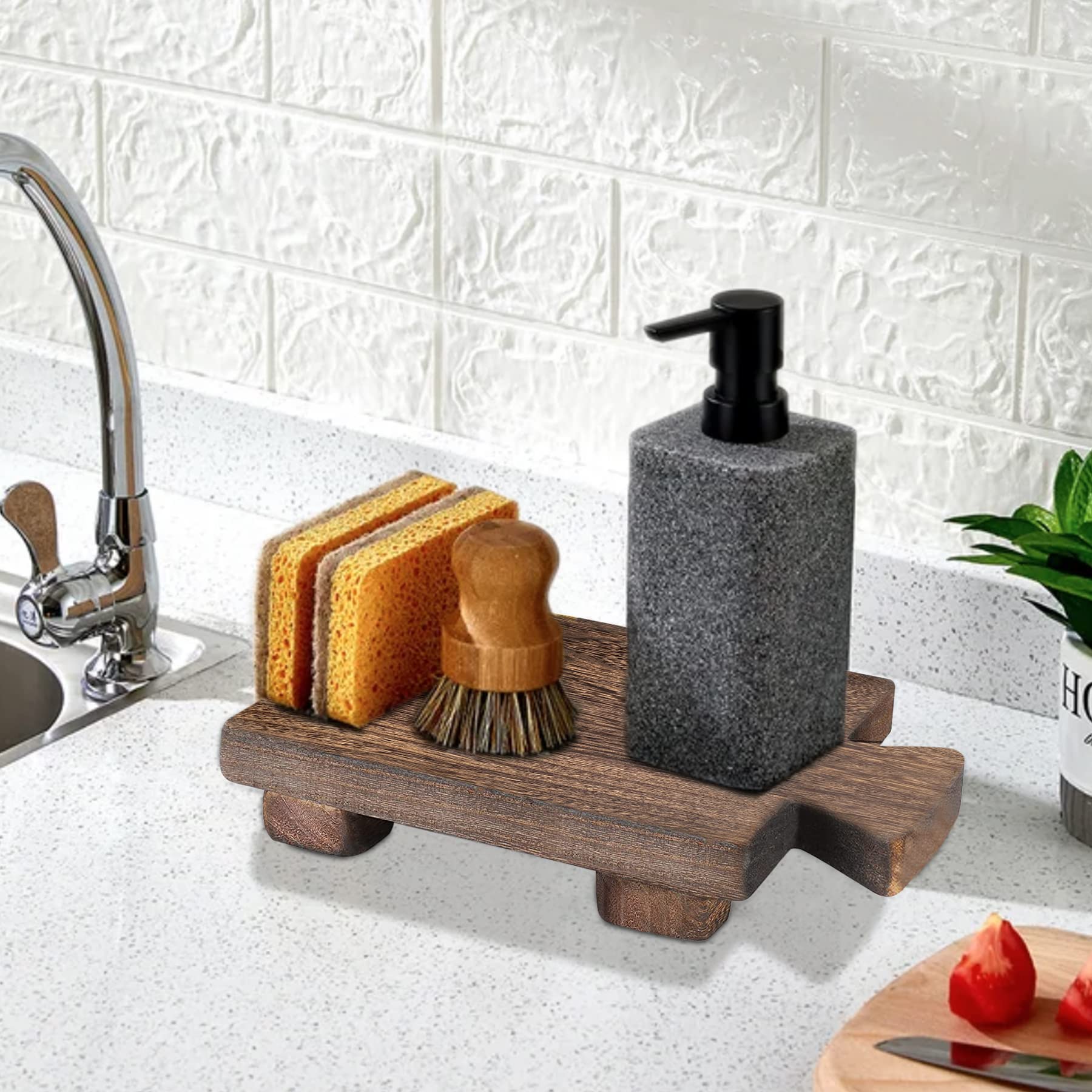 Wood Soap Stand, Kitchen Soaptray Plant Holder Wooden Soap Holder For Bottles Wood Riser Pedestal Stand Wood Tray For Kitchen Ba