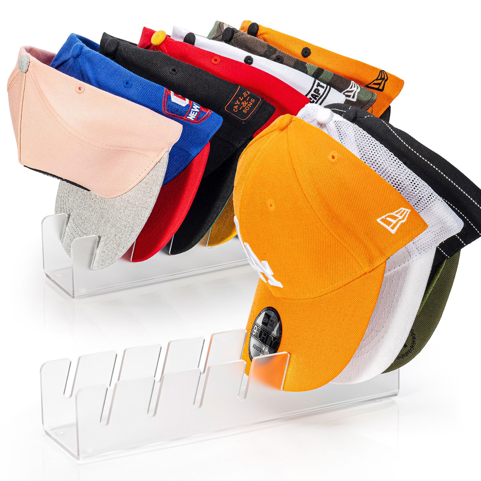 Hayvan Hat Stand For Baseball Caps Display And Organizer - No Install Hat Organizer 2 Pack Holds 14 Baseball Caps For Closet, Be