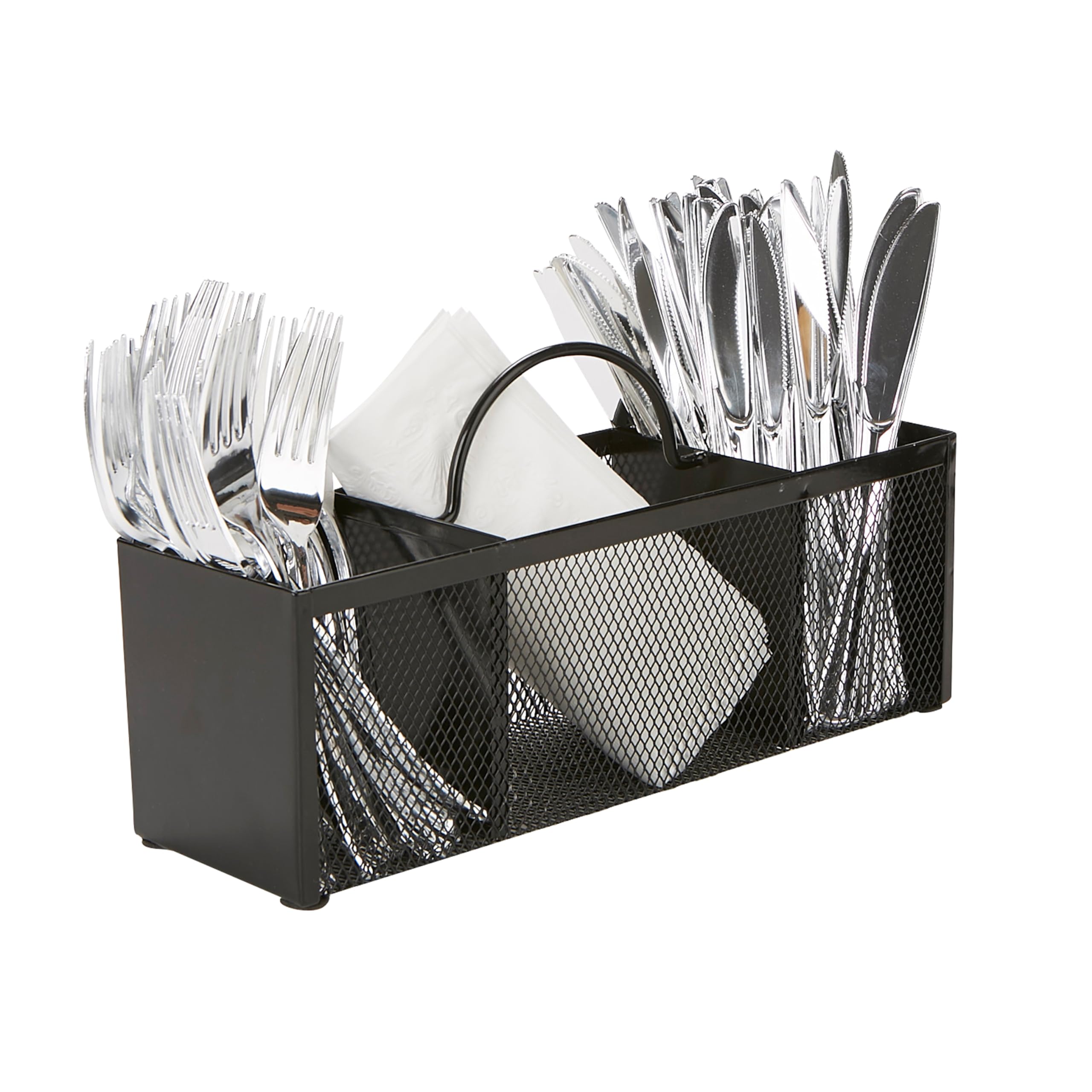 Mind Reader Utensil Dispenser, Silverware Organizer, Cutlery Countertop Organizer, Metal Mesh, 12''L X 3.5''W X 5.5''H, Black