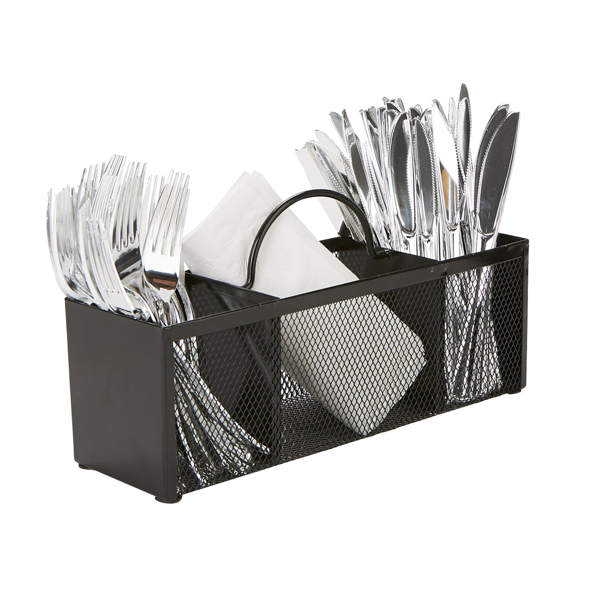 Mind Reader Utensil Dispenser, Silverware Organizer, Cutlery Countertop Organizer, Metal Mesh, 12''L X 3.5''W X 5.5''H, Black