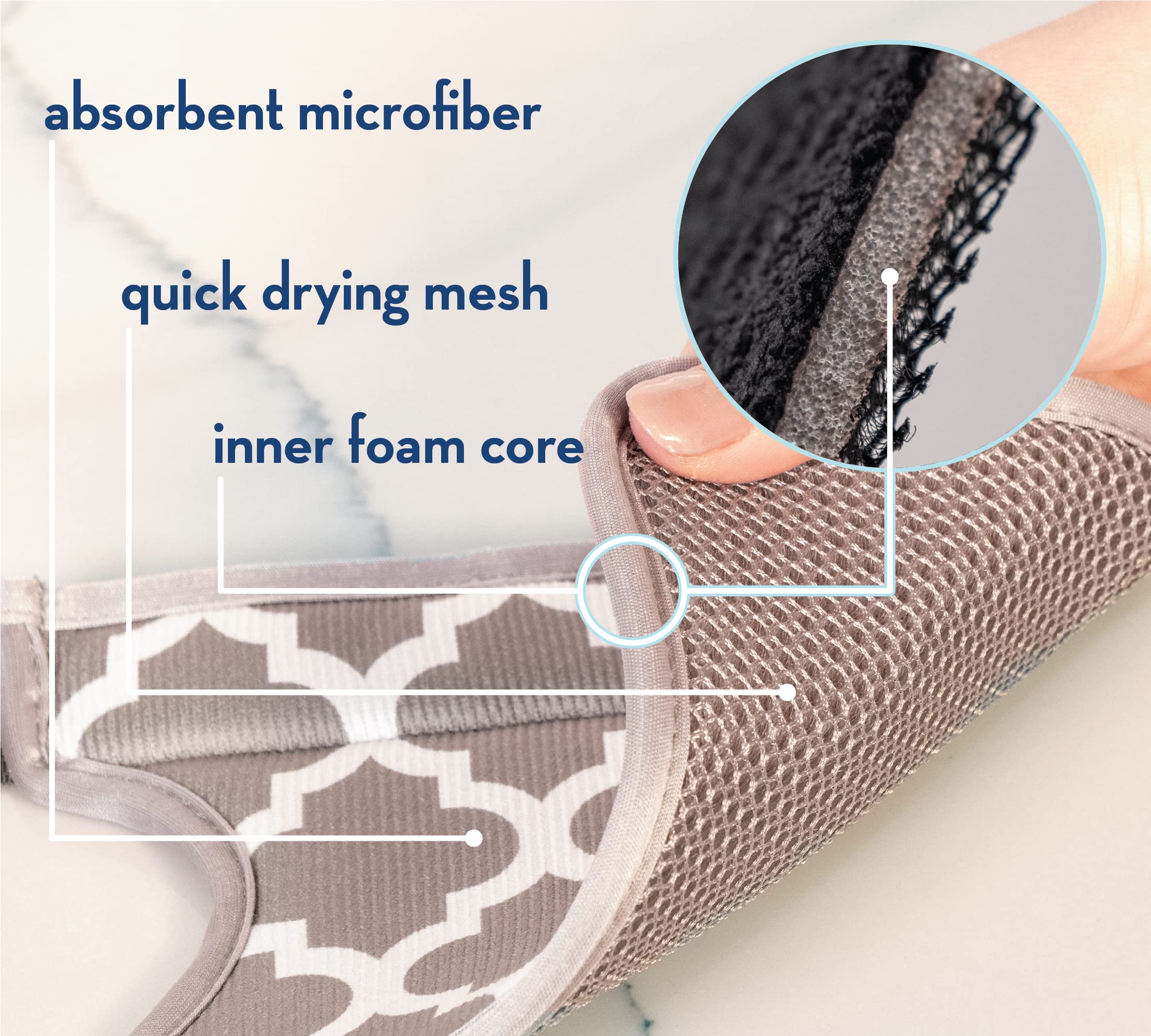 S&T Inc. Microfiber Kitchen Faucet Sink Mat Drip And Splash Catcher With Snap Fastener, Absorbent And Reversible, 15 Inch X 5.5