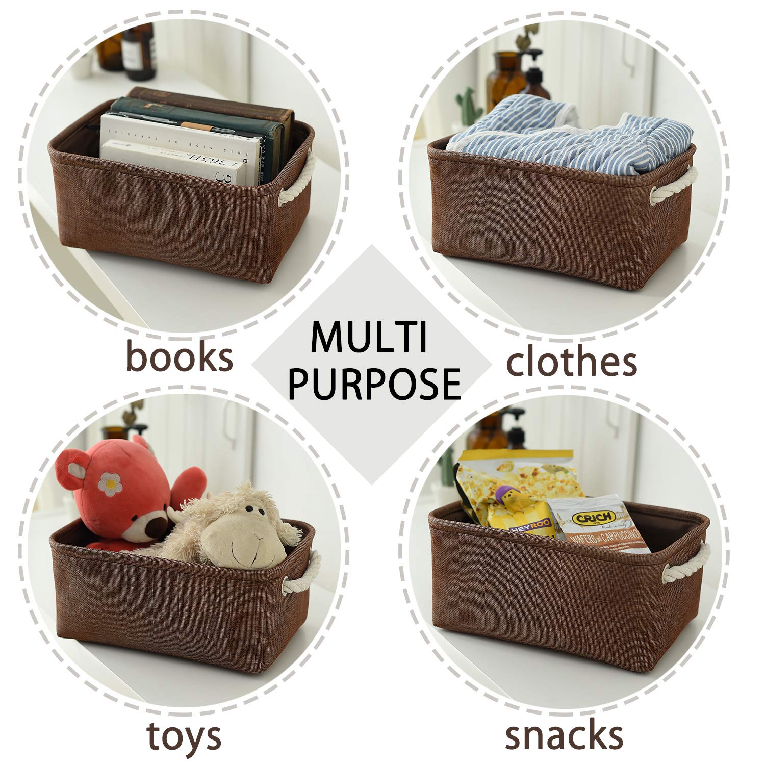 Thewarmhome Small Storage Basket Dog Toy Storage Basket Fabric Basket Canvas Storage Bin With Cotton Rope Handles Baskets For Gi