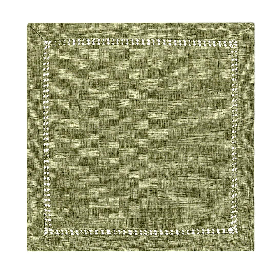 Grelucgo Set Of 4 Handcrafted Solid Sage Green Color Dinner Napkins, Double-Hemstitched, Square 18 X 18 Inch