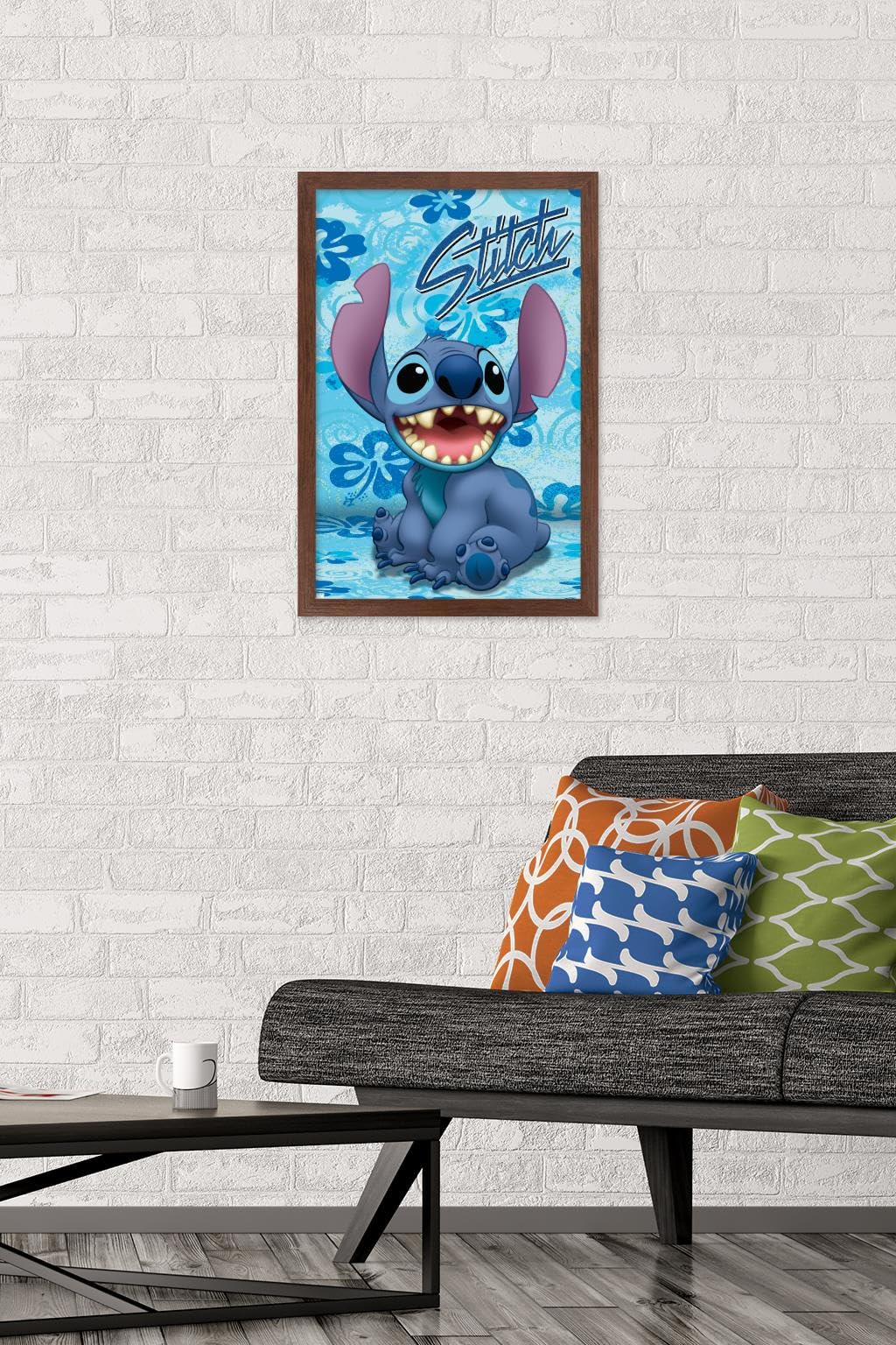 Trends International Disney Lilo And Stitch - Sitting Wall Poster, 14.72'' X 22.37'', Mahogany Framed Version