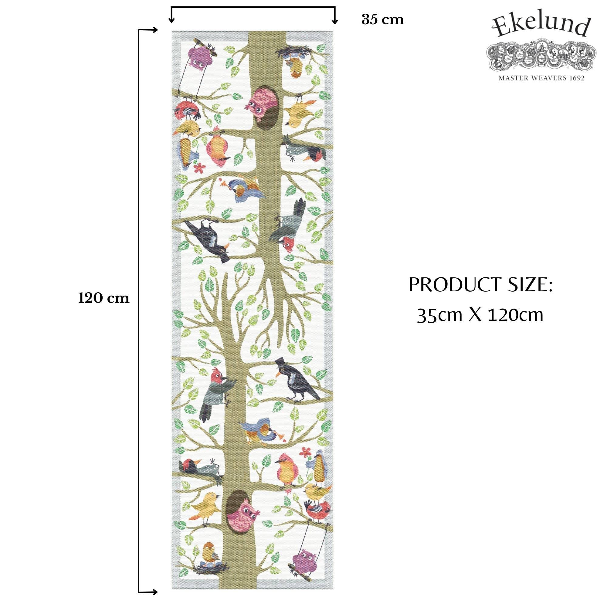 Ekelund Master Weavers - Vrfglar - @14 Inches X 47 Inches Natural Organic Cotton Fine Swedish Table Runner,Multicolor,35 Cm X 12