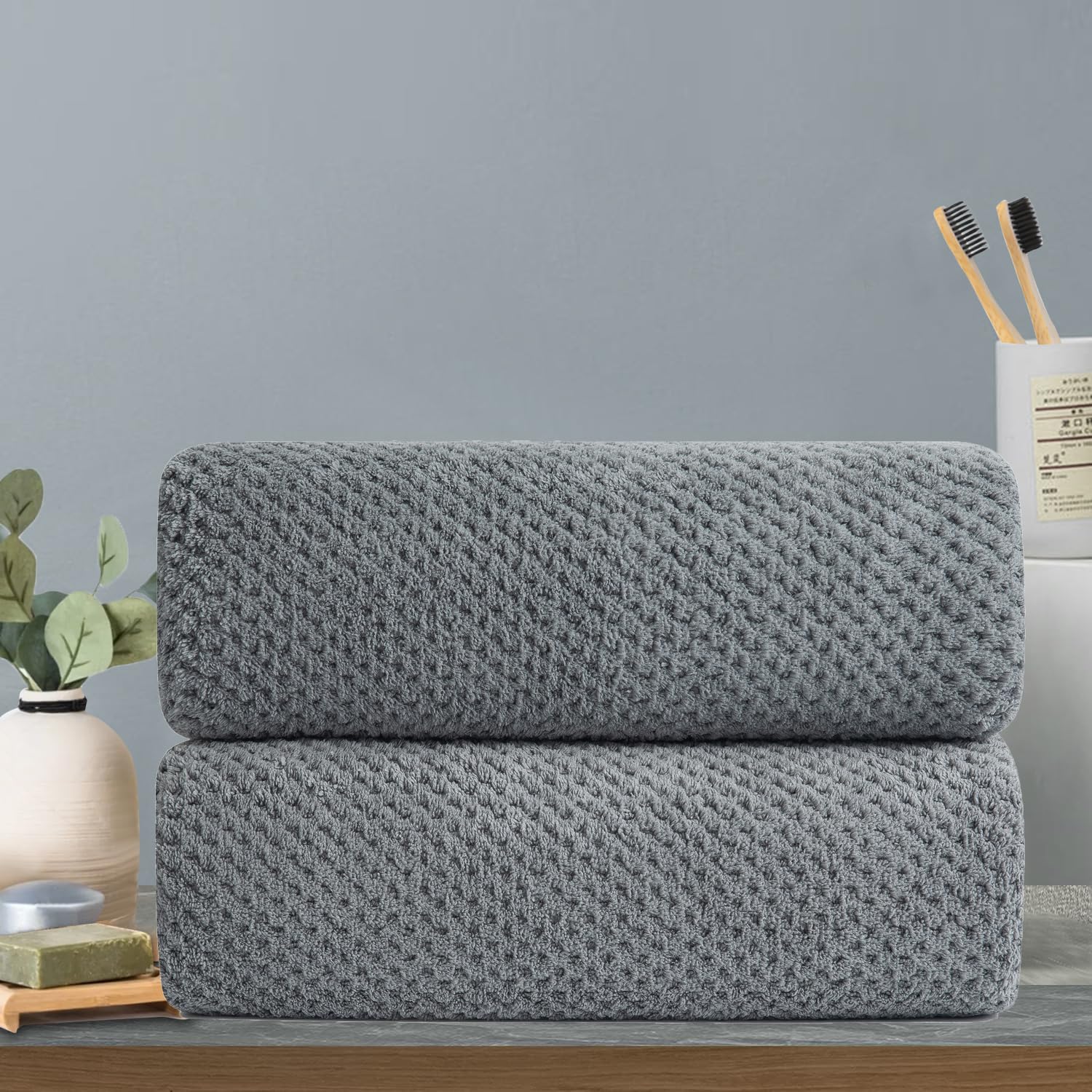 Hand Towels Set 2 Pack-16X31   ,Ultra Soft Microfibers Bathroom Towel Set Highly Absorbent Quick Dry Luxury Premium Towel Lightw