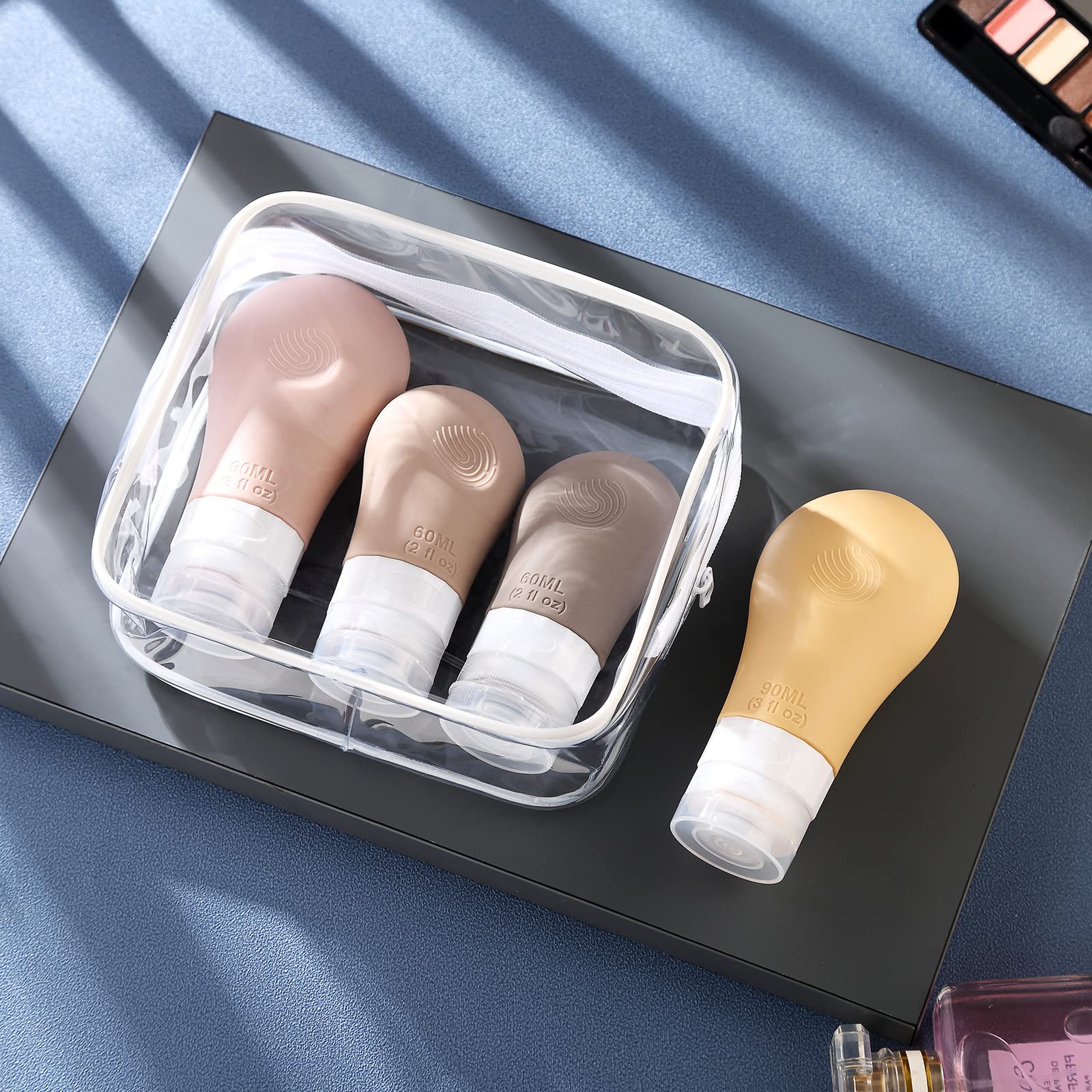 16 Pack Travel Bottles Set for Toiletries  Gemice TSA Approved Travel Size Containers Leak Proof Silicone Squeezable Tubes Travel Accessories 2oz 3oz for Shampoo Conditioner Lotion Body Wash