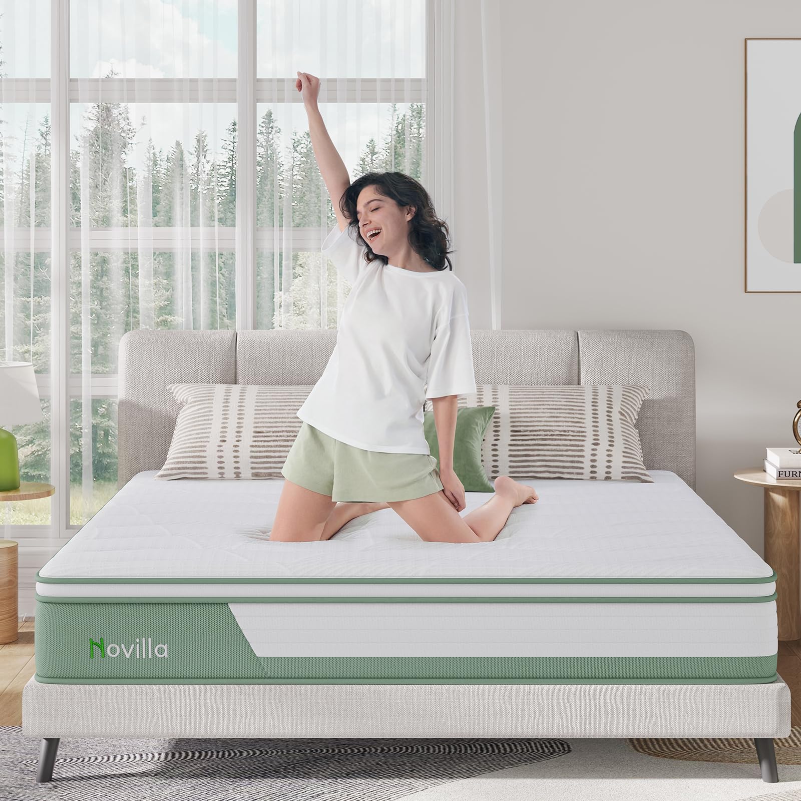 Novilla Hybrid Full Mattress  10 Inch 5-Zone Mattress with Gel Memory Foam for Motion Isolation & Durable Support  Midume Firm Mattress Full in A Box