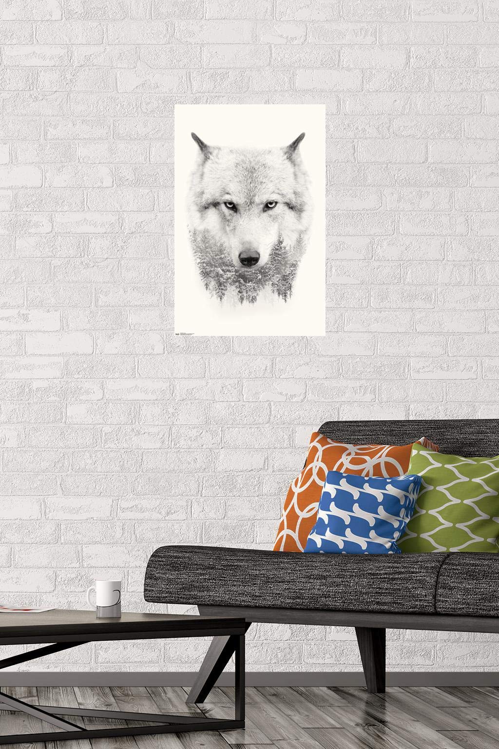 Trends International Wolf - Trees Wall Poster, 14.725'' X 22.375'', Premium Poster & Mount Bundle