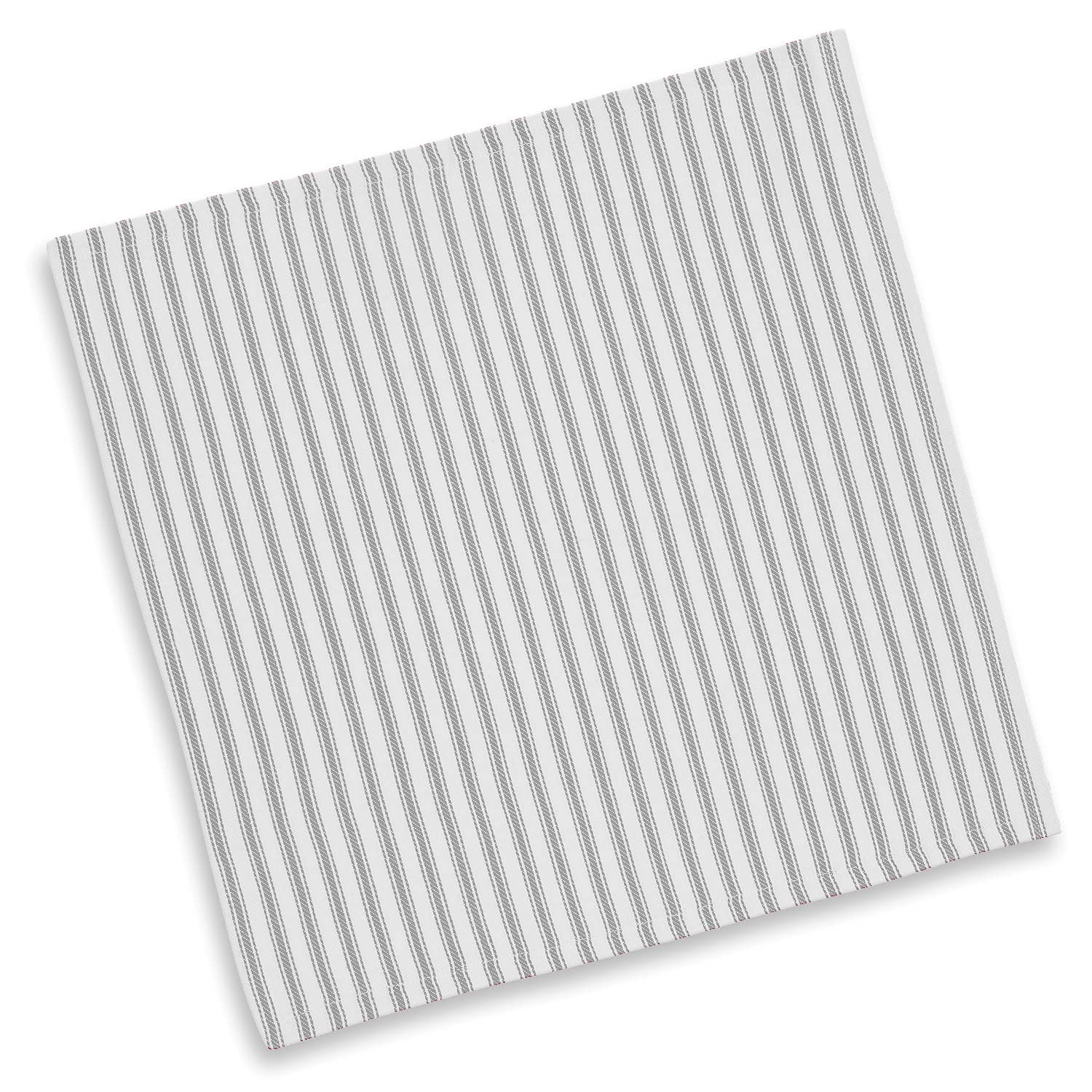 Cackleberry Home Alloy Gray And White Ticking Stripe Fabric Napkins Woven Cotton 18 Inches Square, Set Of 4