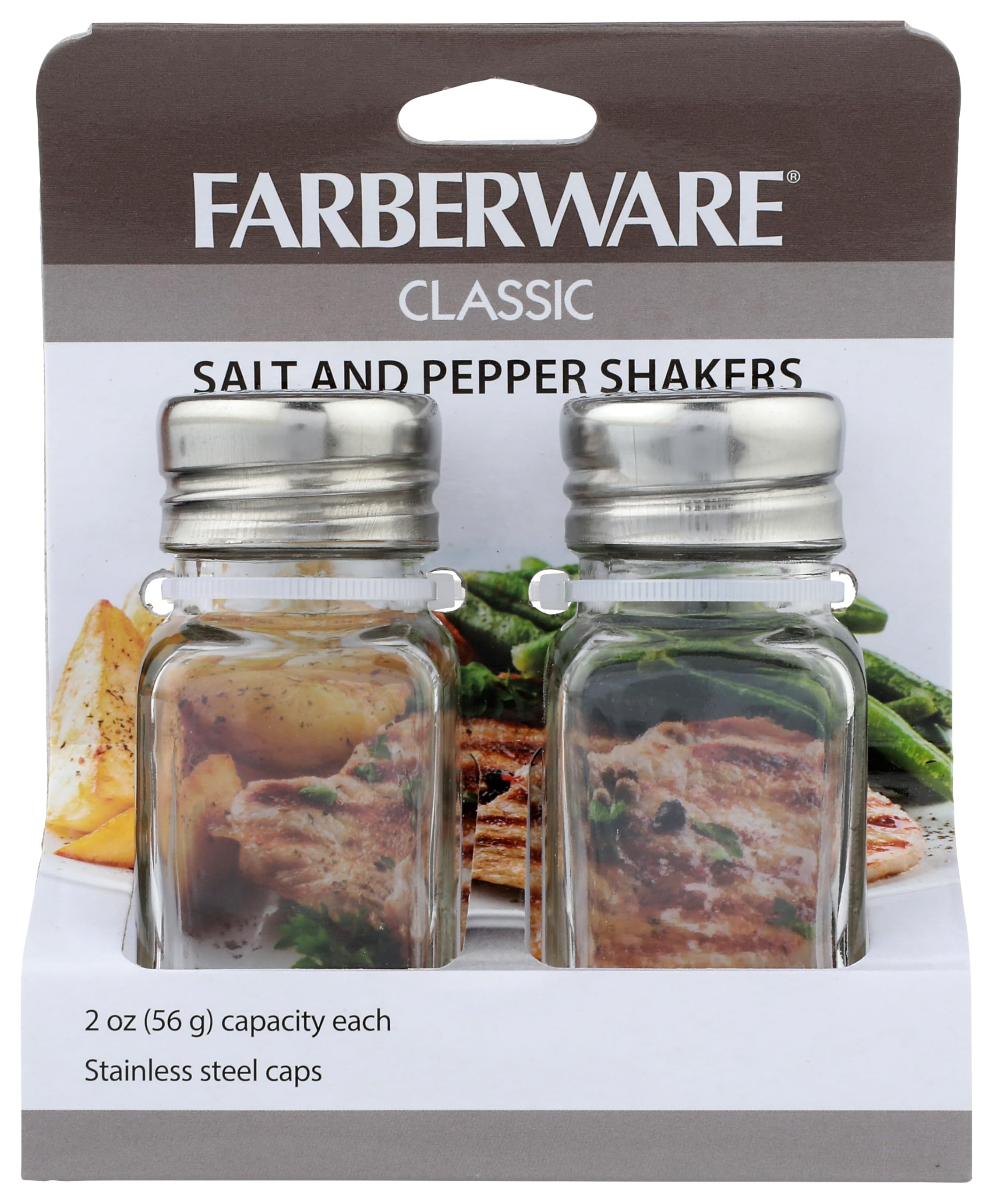Farberware 5216093 Salt And Pepper Shakers, Glass/Stainless Steel