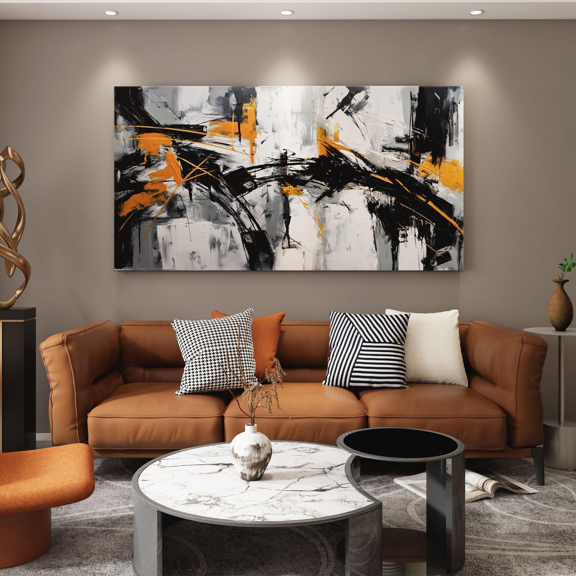 Large Abstract Canvas Wall Art Elegant And Modern Wall Art For Living Room - Canvas Wall Decor For Office And Home - Framed Artw