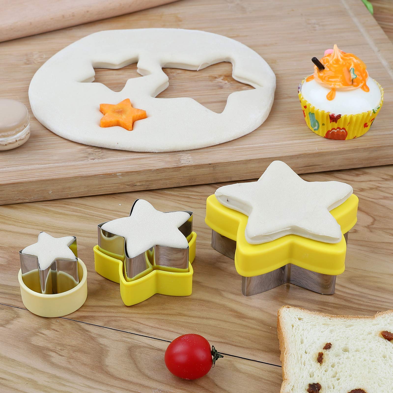 Star Cookie Cutters, Stainless Steel Star Shapes Baking Vegetable Shape Cutters, Mini & Medium & Large Star Cookie Cutters, Five