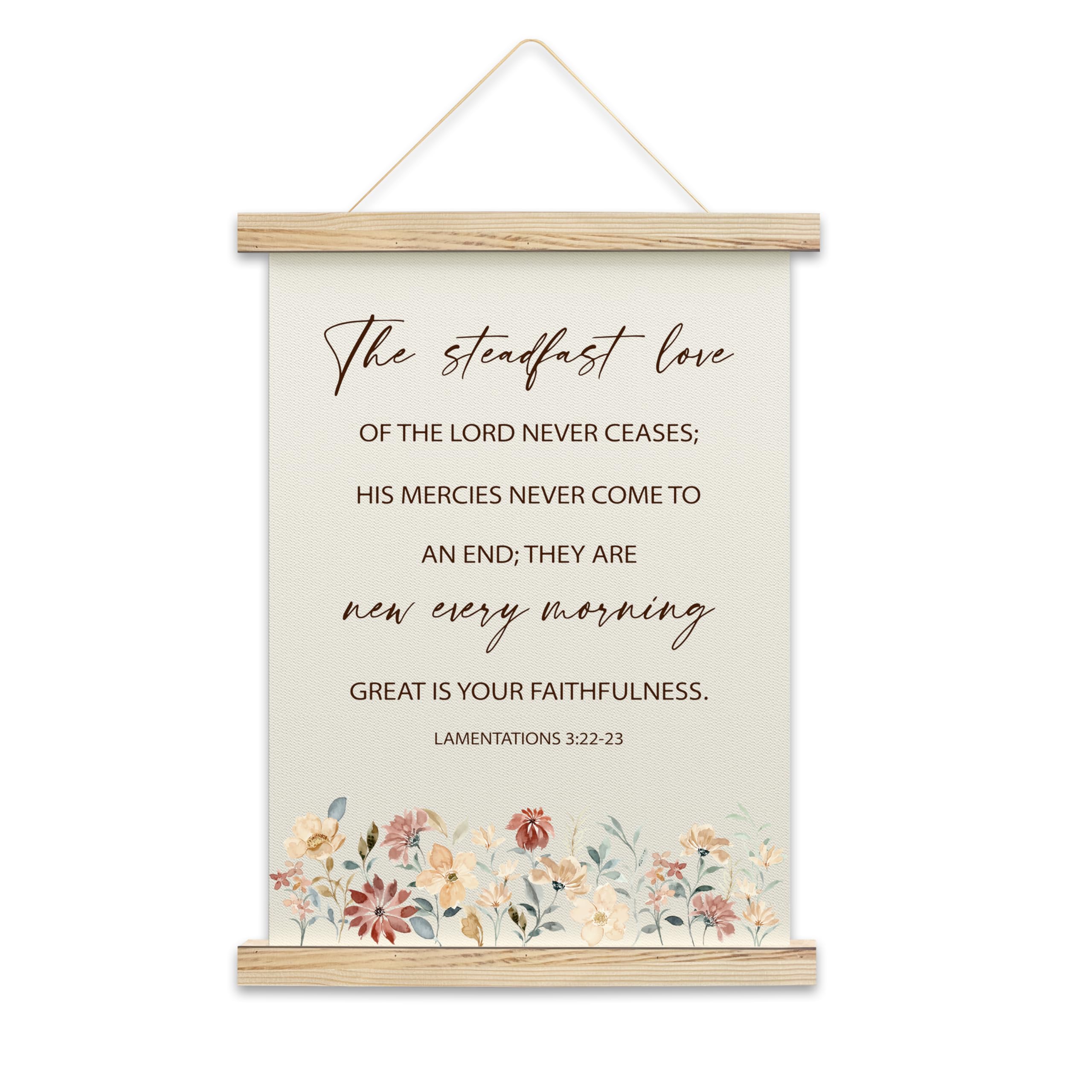 Qudncr Christian Scripture Hanging Flag Decor, Boho Floral Religious Bedroom Wall Art, Bible Verse Flowers Poster Hanger For Far