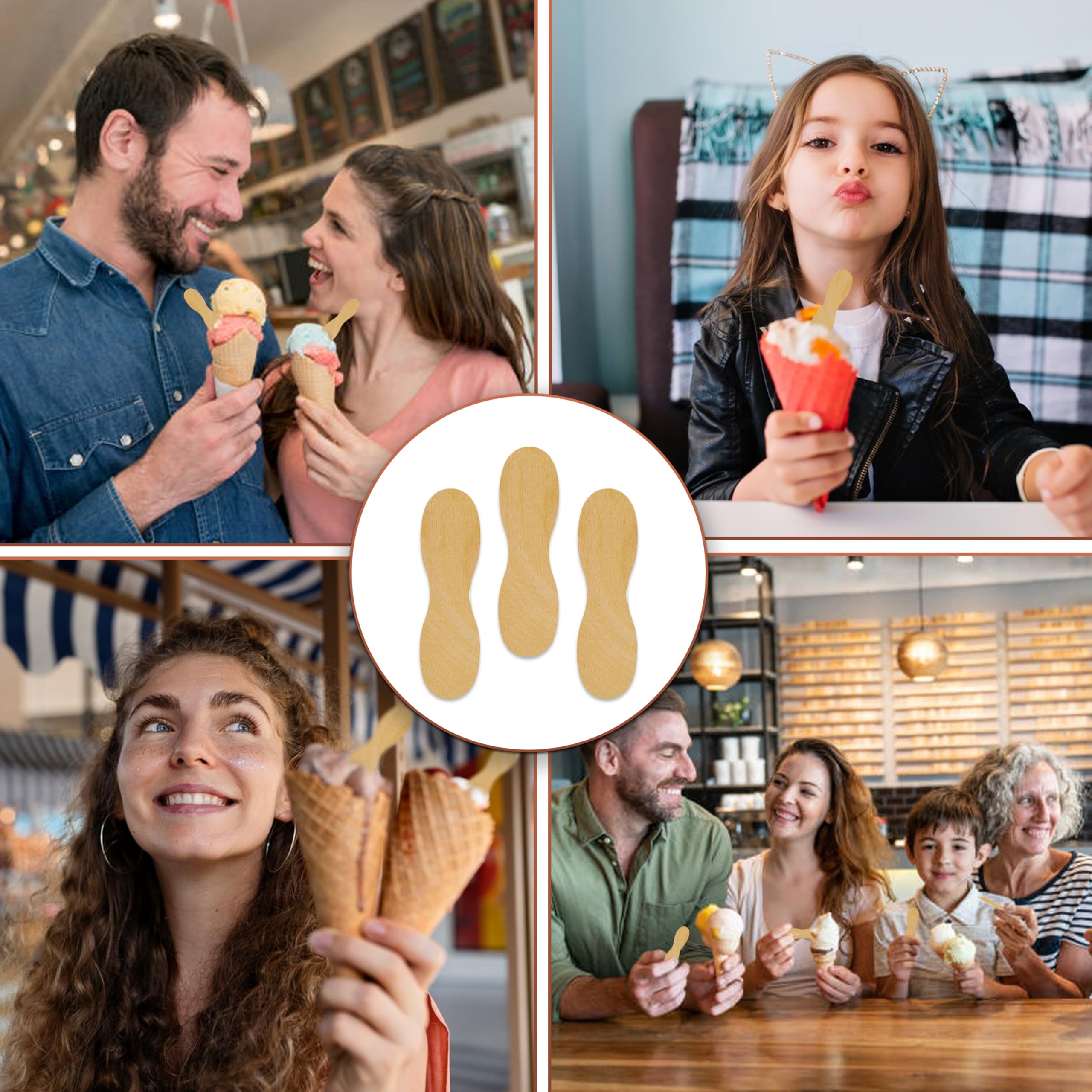 Perfect Stix Birchwood Taster Ice Cream Paddle Spoon, 60mm, Ivory, 100 Pack