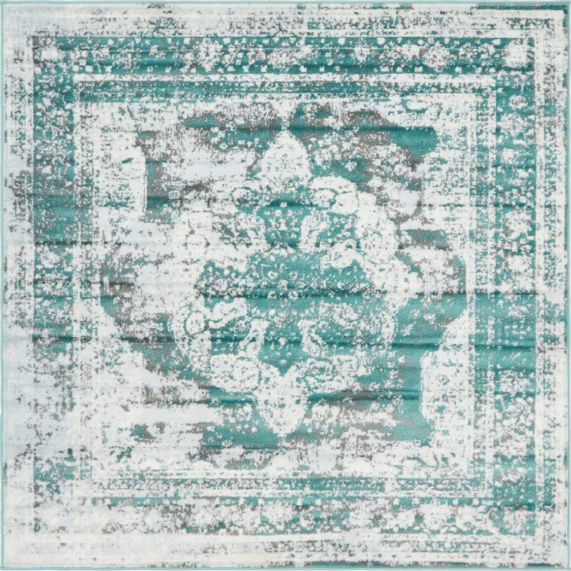 Unique Loom Sofia Collection Area Rug - Salle Garnier (6 1 Square, Turquoise/ Blue)