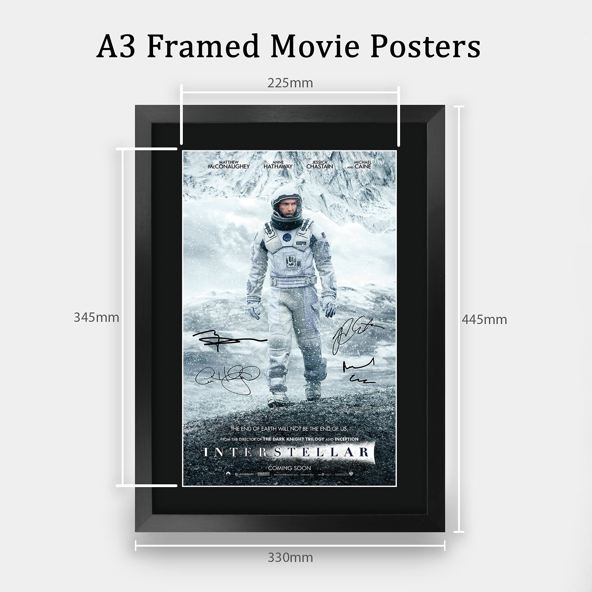 Hwc Trading Interstellar Matthew Mcconaughey, Anne Hathaway 16 X 12 Inch Framed Gifts Printed Poster Signed Autograph Picture Fo