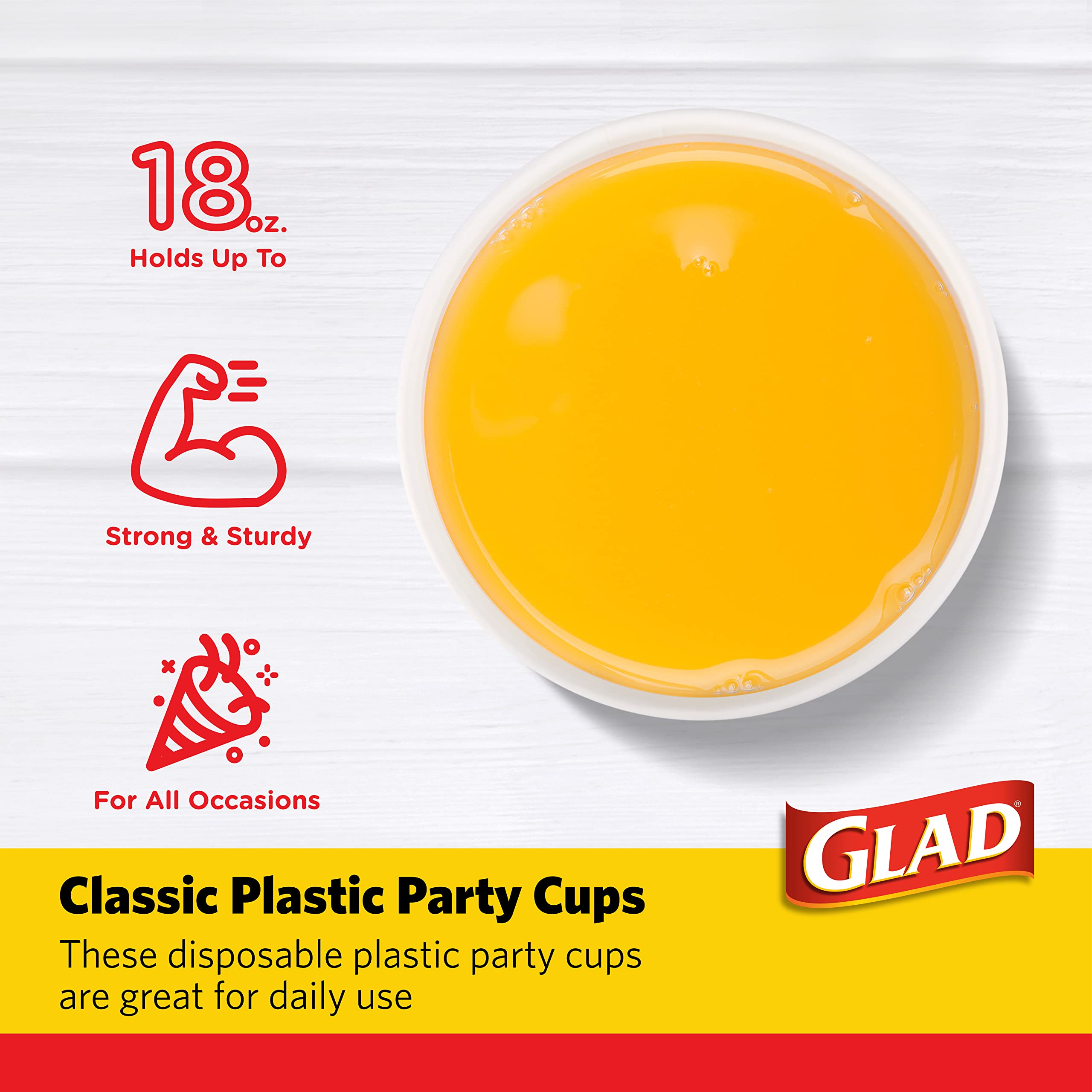 Glad Everyday Disposable Plastic Cups For Everyday Use | Red Plastic Cups Strong And Sturdy Red Plastic Party Cups For All Occas